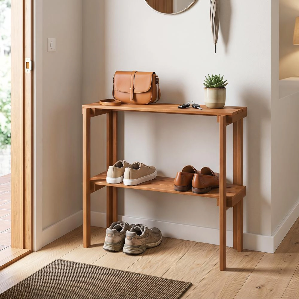 Hivvago Folding Wooden Storage Shelves for Entryway and Garden