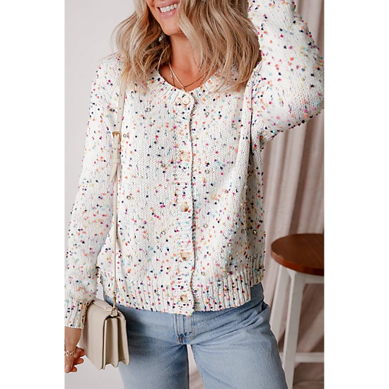 Threaded Pear Women's Vienna Rhinestone Decor Confetti Sweater