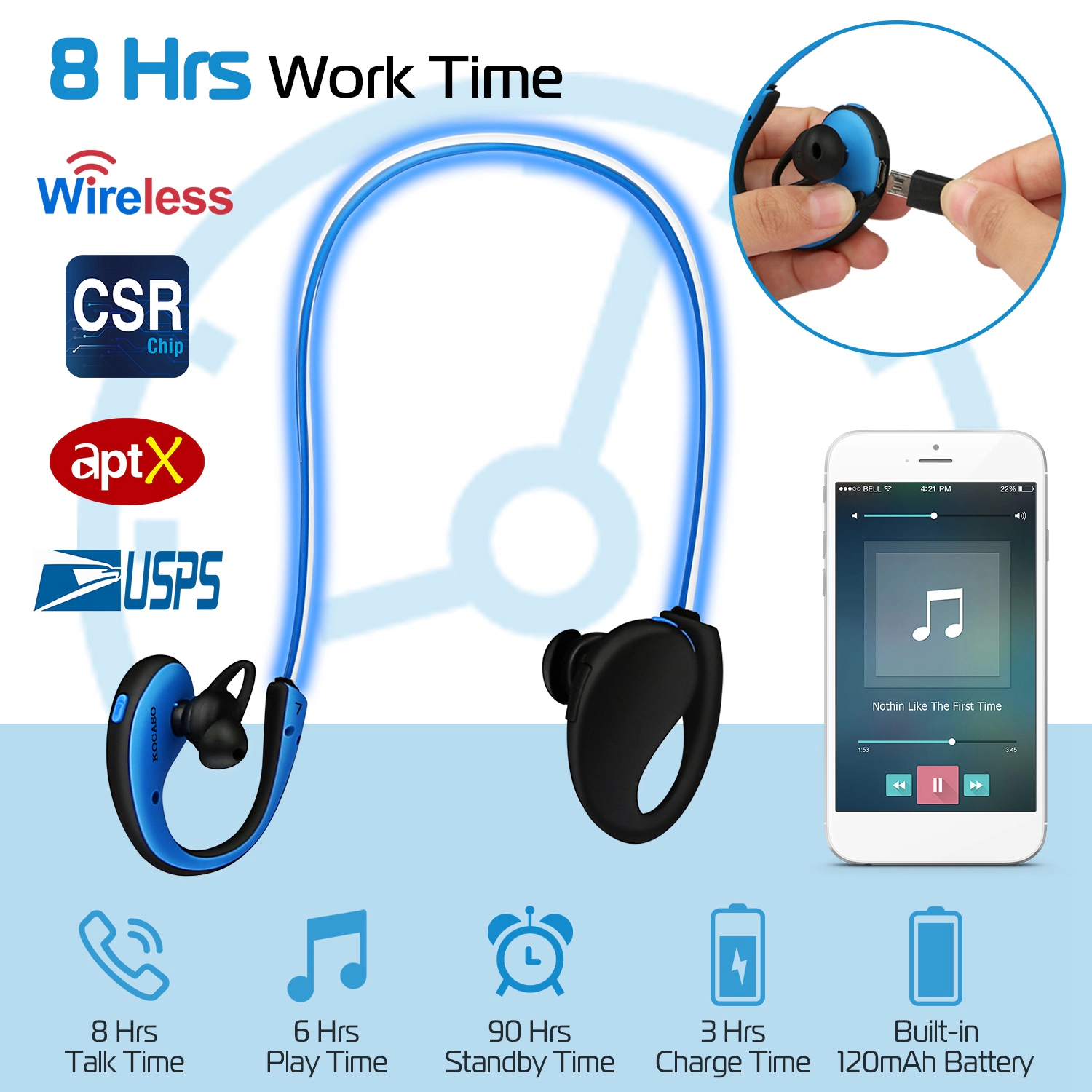 GBruno LED Neckband Wireless Sports Headphones