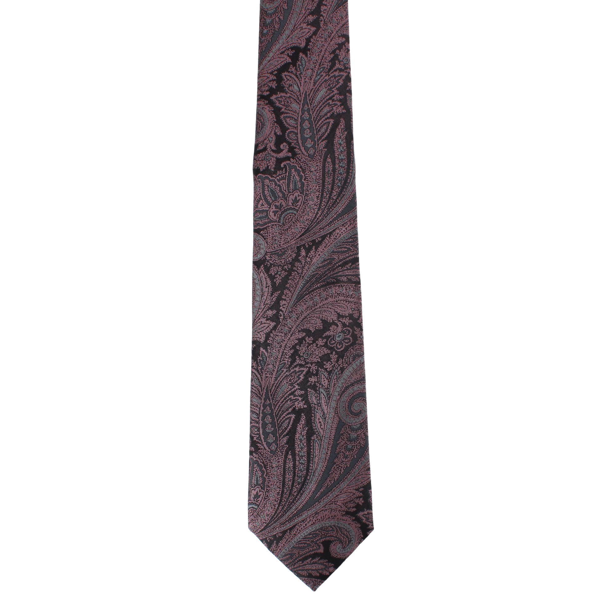 Essentials by Trafalgar Paisley Patterned Necktie and Solid Pocket Square Set