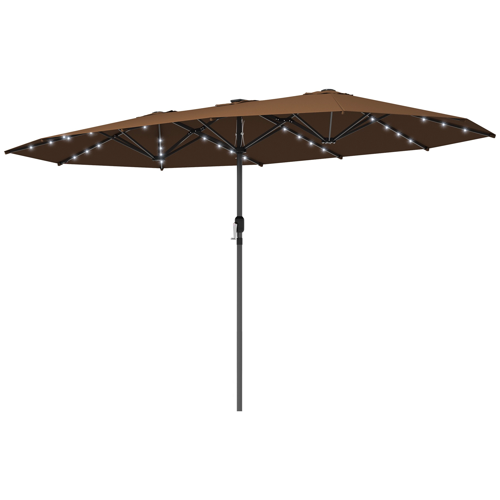 HONGGE Garden Parasol, Double-Sided Sun Umbrella with LED Solar Lights, Patio Parasol for Outdoor