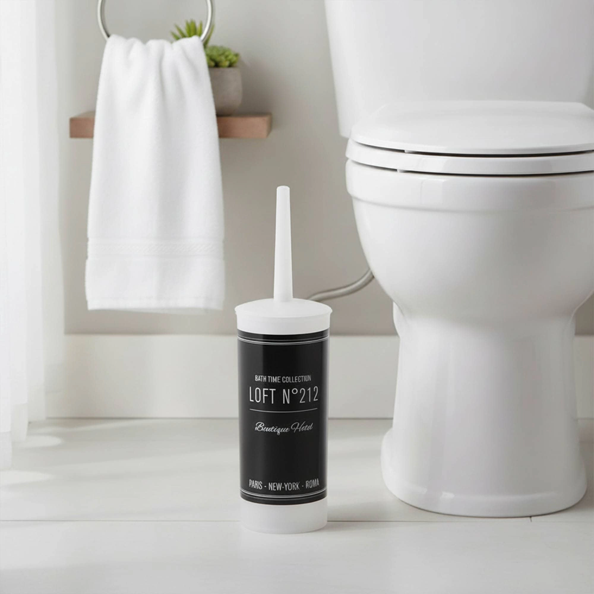Evideco French Home Goods Matte Black Polypropylene Toilet Brush and Holder Set - 2-Piece