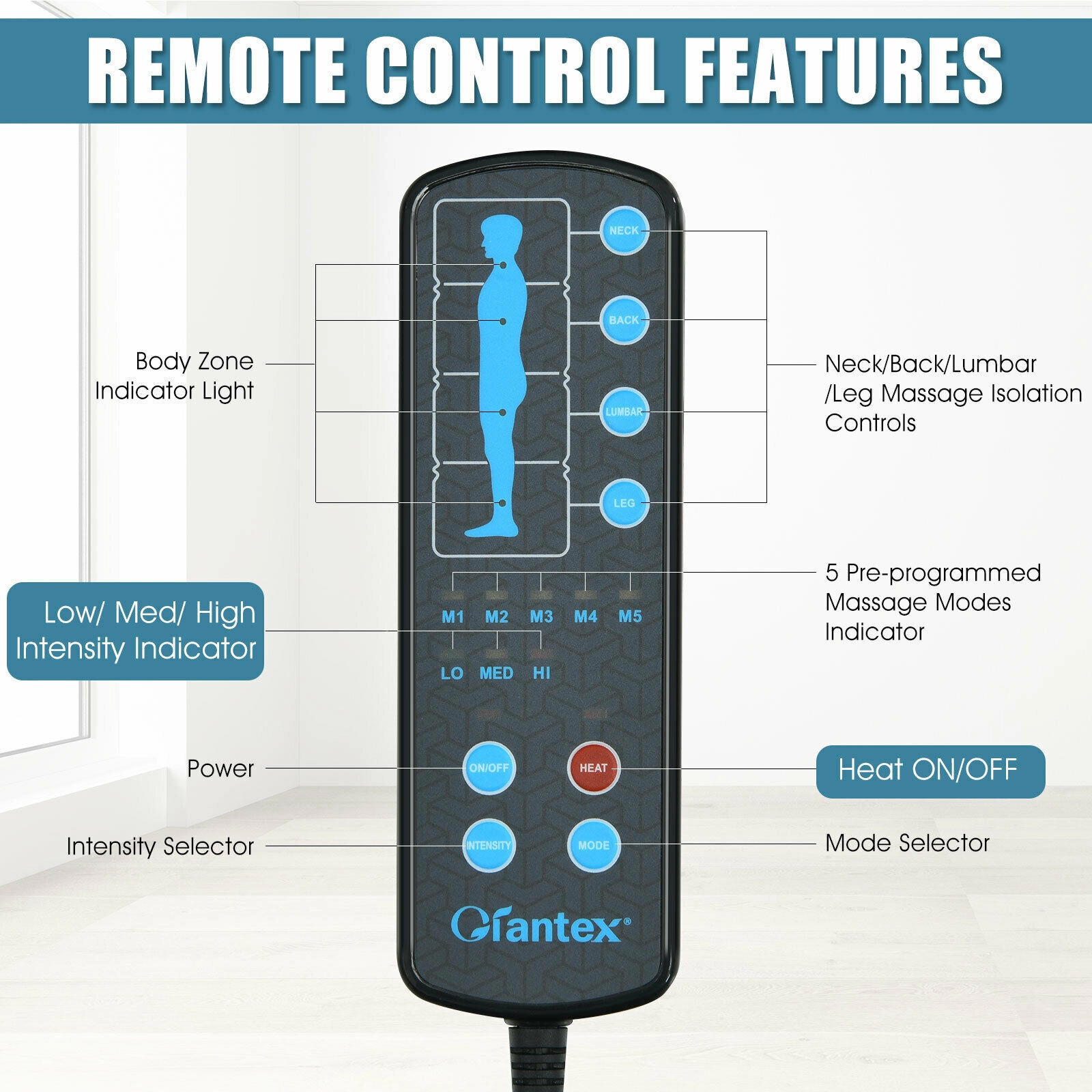 SUGIFT Gray Foldable Full Body Massage Mat with Heat and 10 Vibrating Motors 65-in W 25.5-in D 5 Intensity Modes