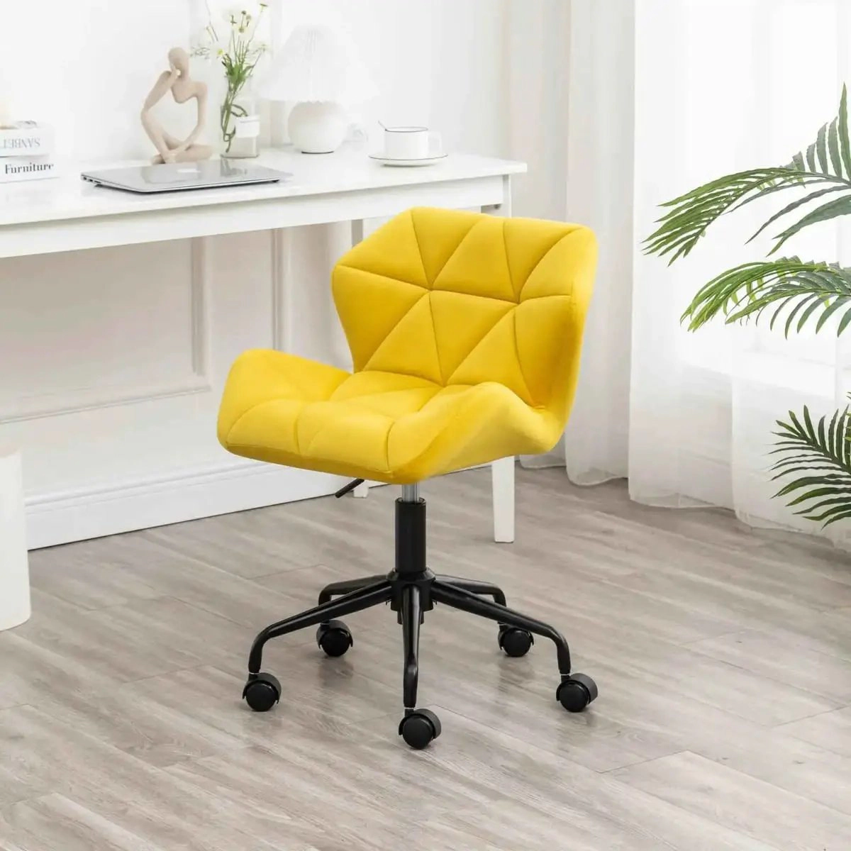 Platinum-Level Office Chairs Diamond Tufted Adjustable Swivel Office Chair Velvet Luxe