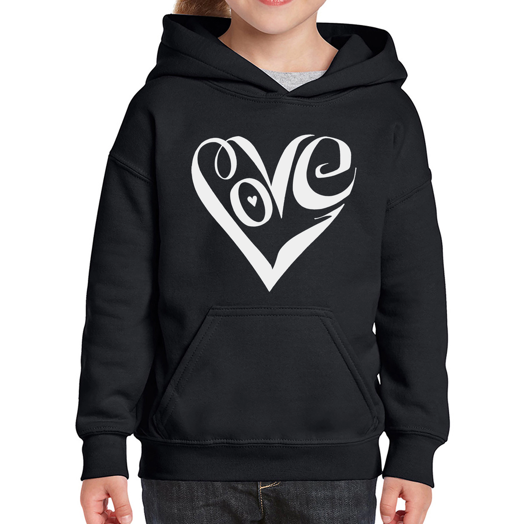 LA Pop Art Girls Word Hoodie - Script Love Heart