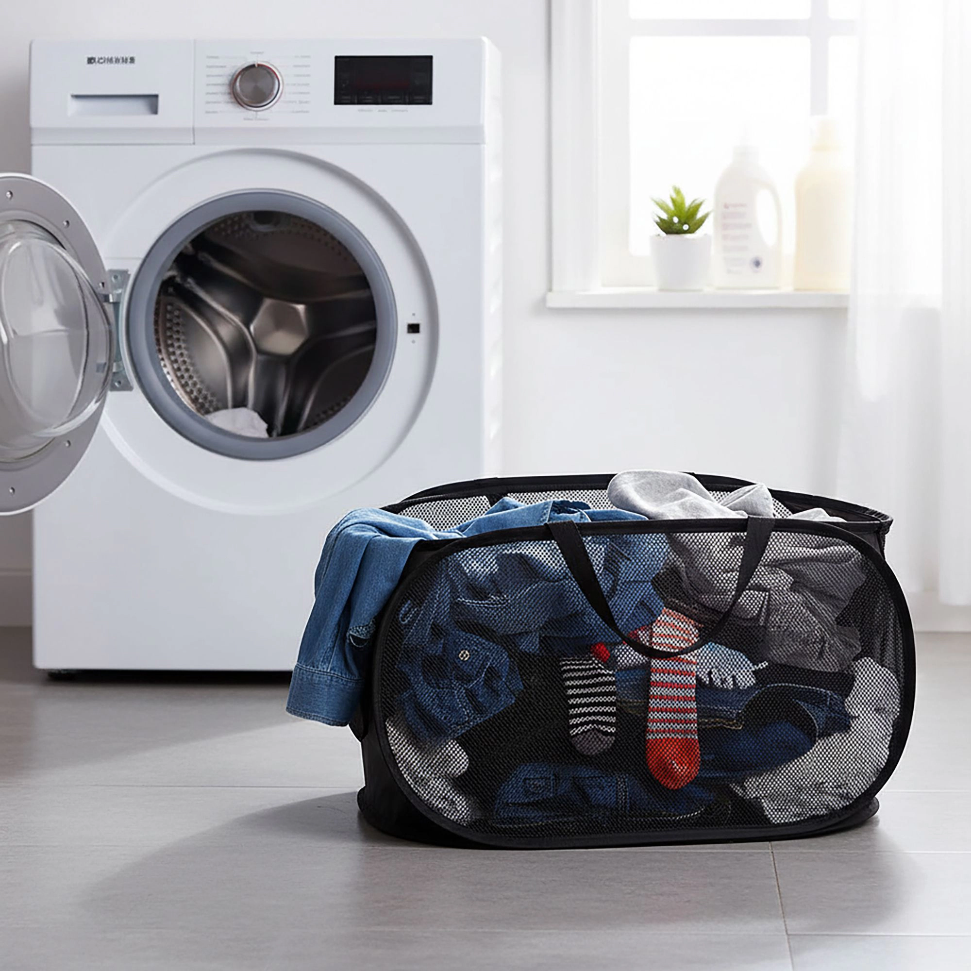 Alilang Unisex Collapsible Mesh Laundry Basket Large Capacity Pop Up Hamper Foldable Clothes Storage Bin