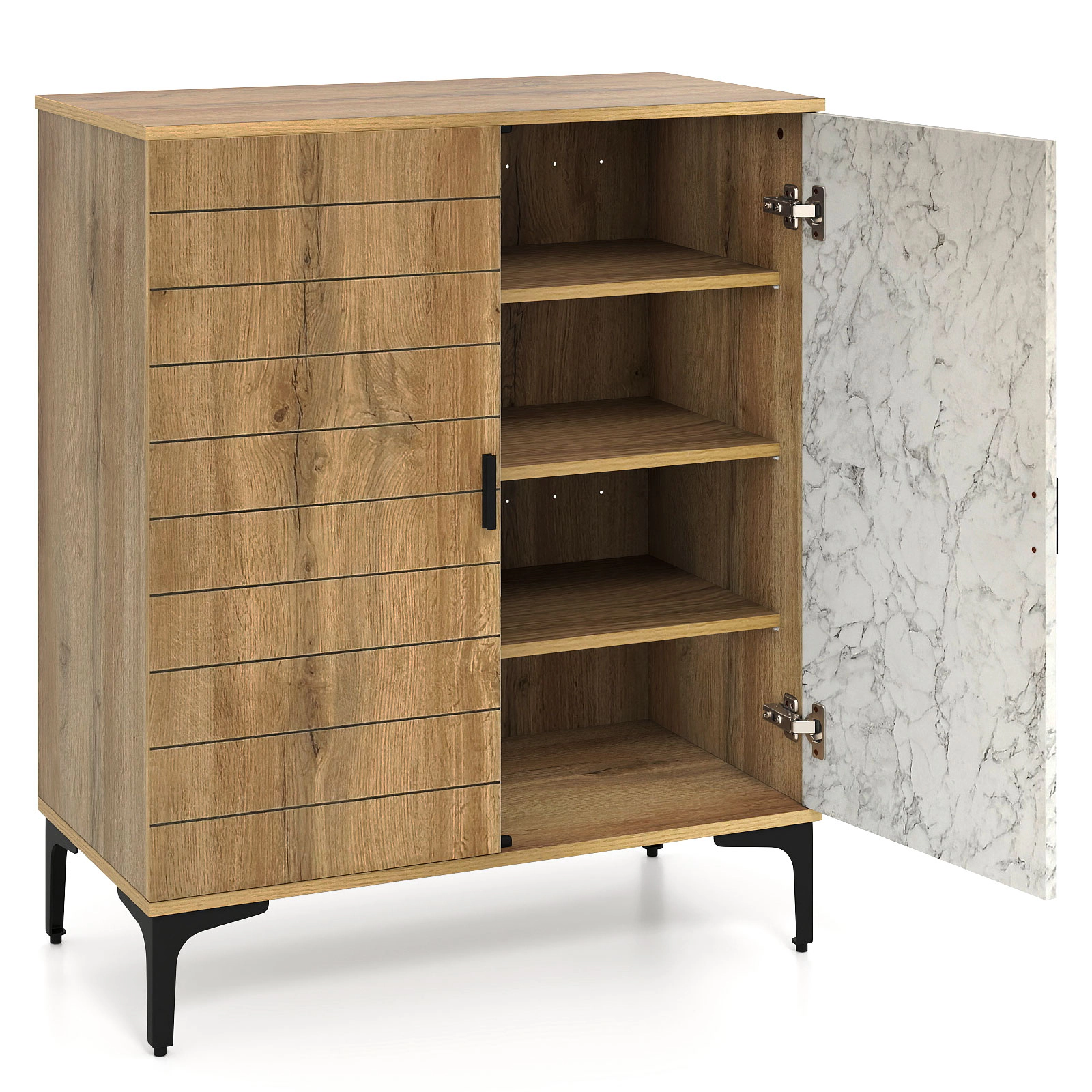 SlickBlue Farmhouse Shoe Cabinet with 3 Removable Shelves