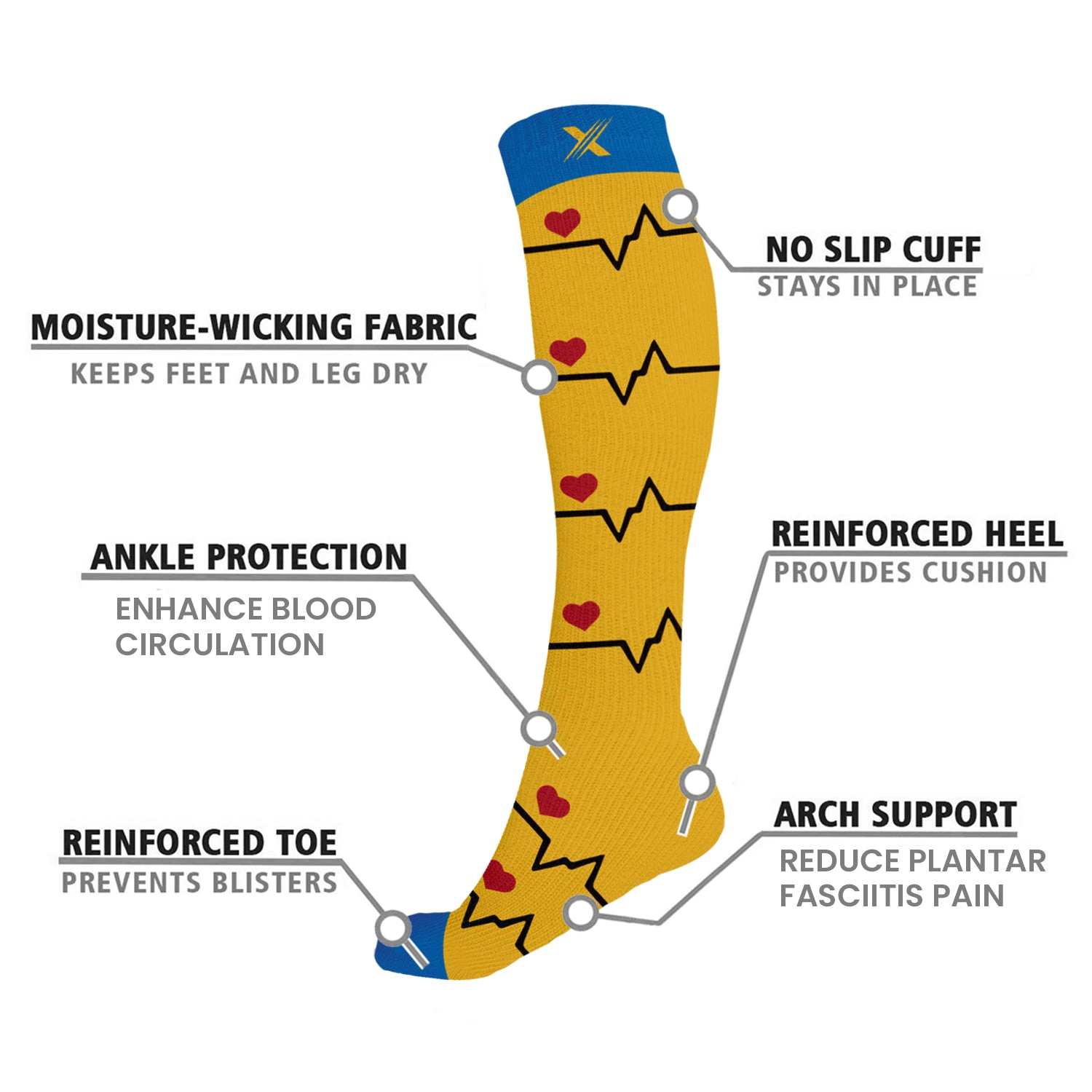 Extreme Fit Compression Socks - Knee High For Running, Athletics, Travel 3 Pair
