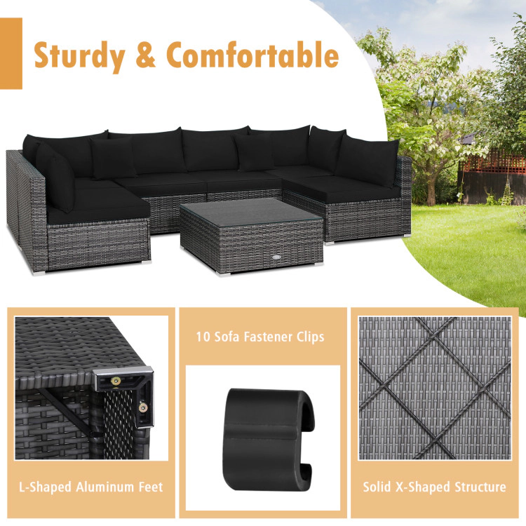 Hivvago 7-Piece Outdoor Rattan Sectional Furniture Set