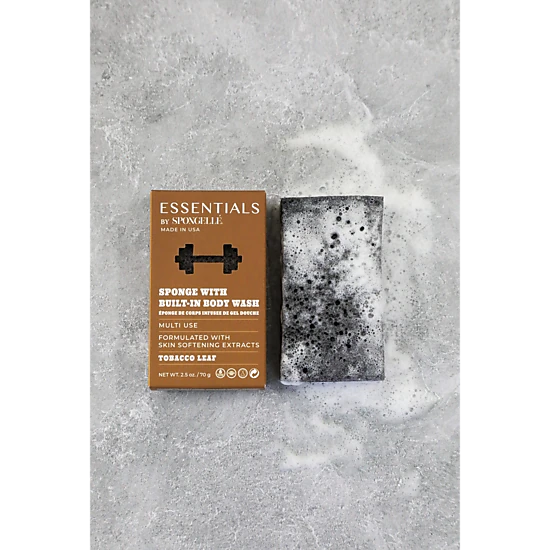 ESSENTIALS BY SPONGELLE - MENS BODY BUFFER - TOBACCO LEAF