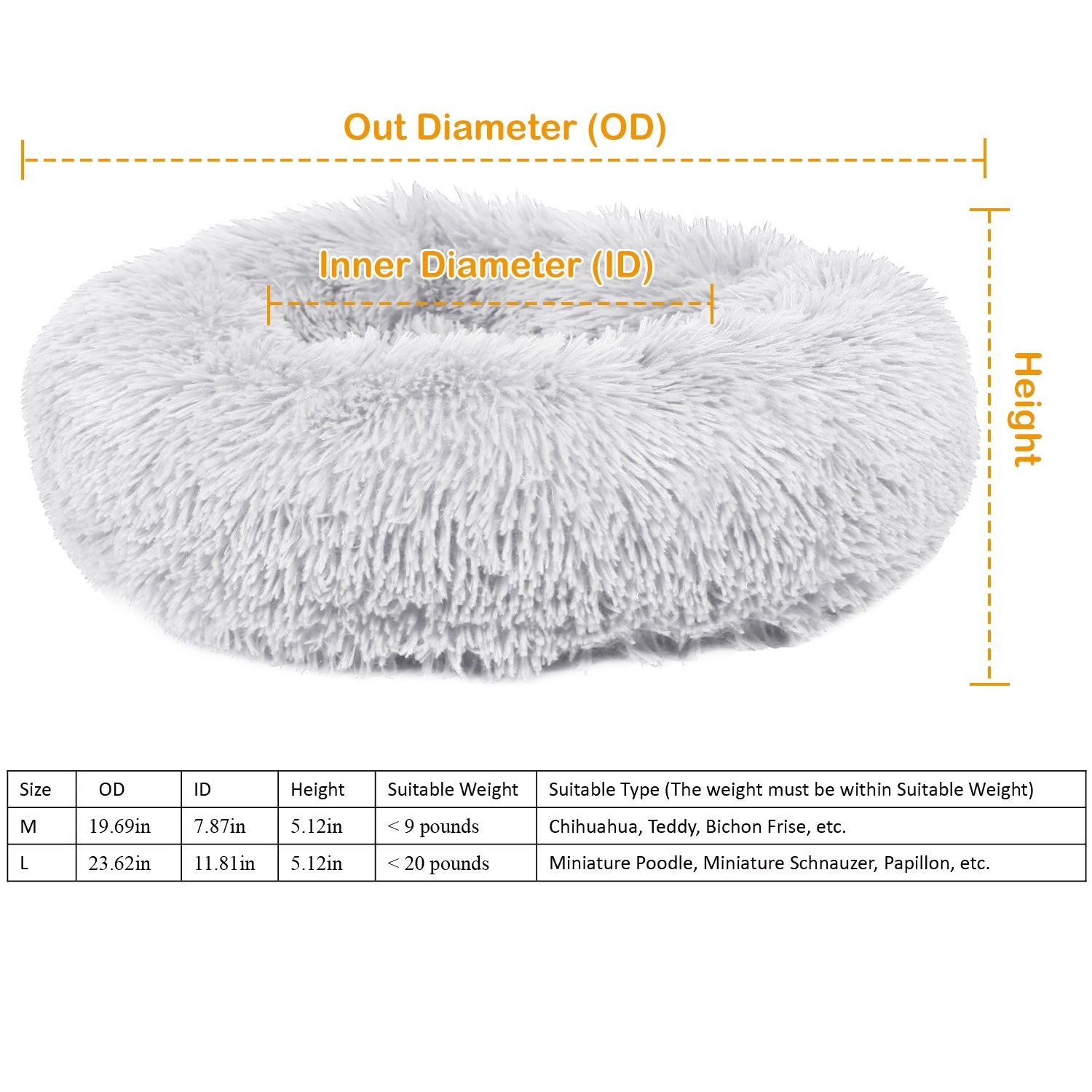 GBruno Plush Fleece Pet Bed With Supportive Rim