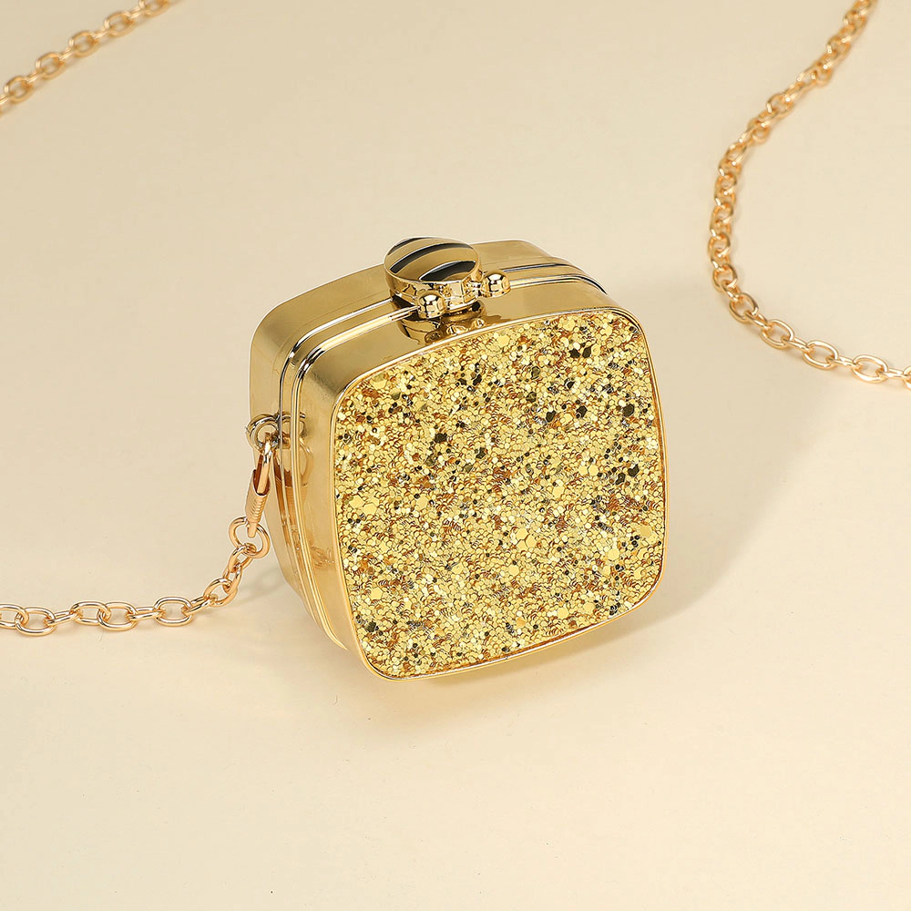Fashnzfab Square Glitter Mini Clutch Bag Crossbody Bag