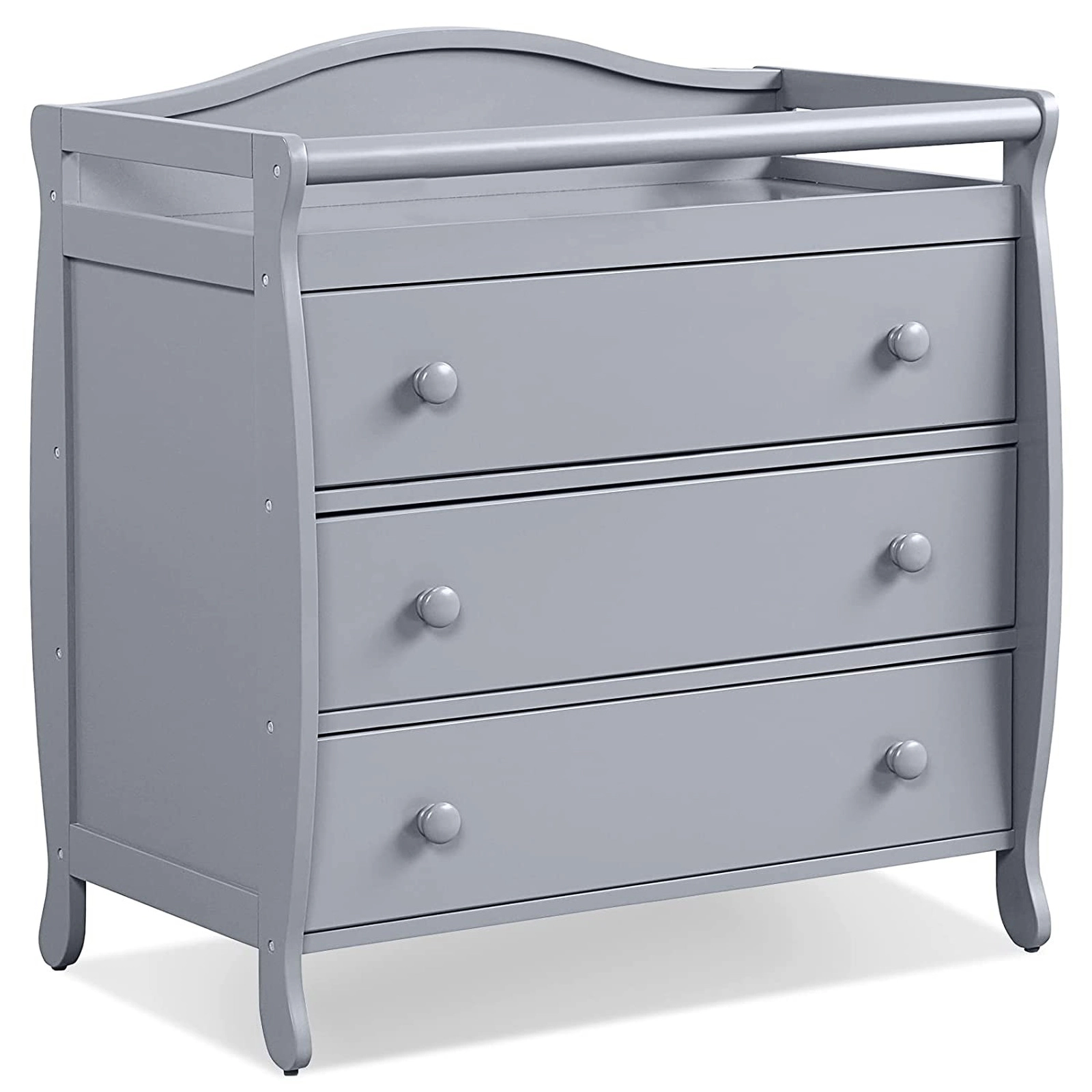 SUGIFT Baby Changing Table with 3 Drawers Safety Belt and Solid Wood Legs