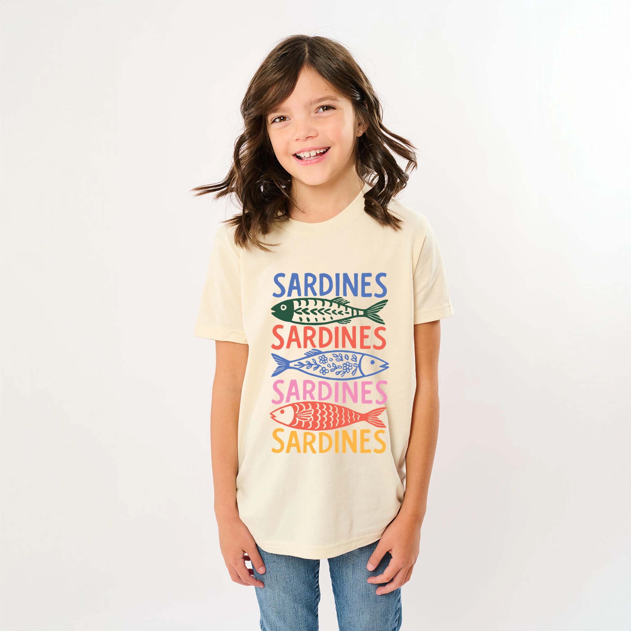 The Juniper Shop - Sardines Colorful Stacked Youth Short Sleeve Graphic T-Shirt