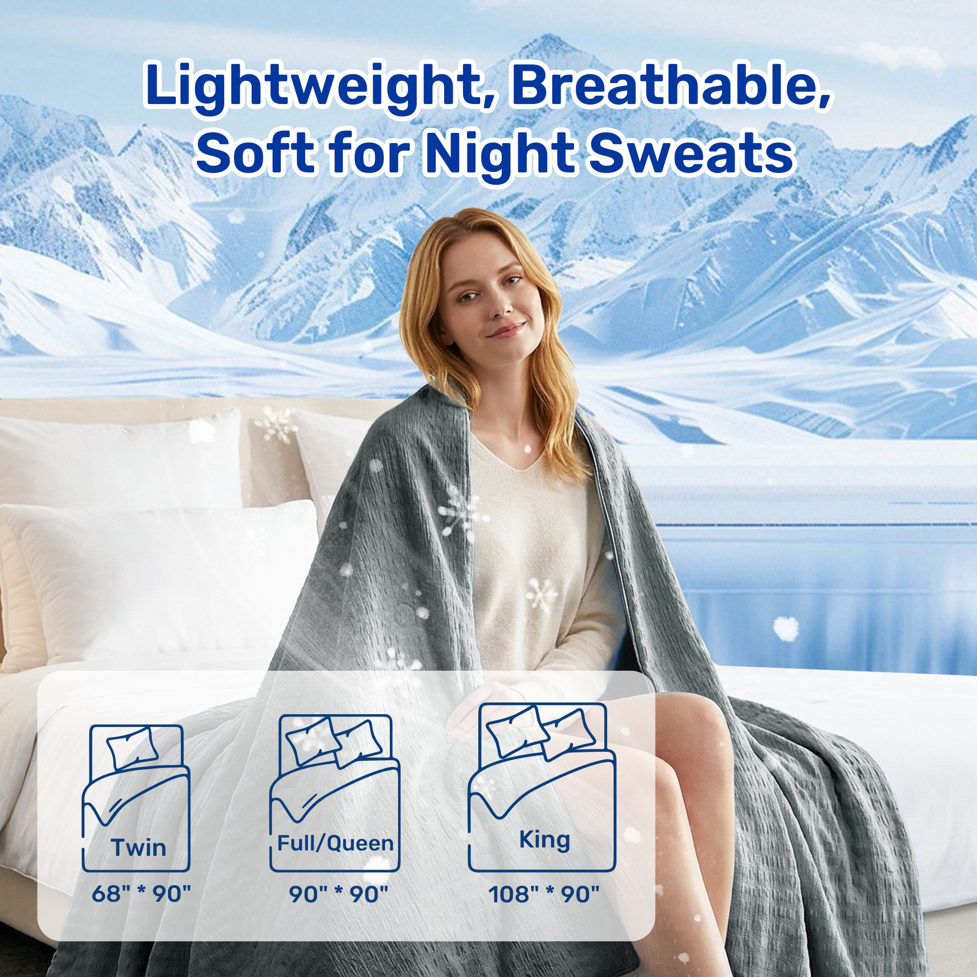 Unikome Seersucker Cooling Reversible Lightweight Blanket, Silk Smooth Summer Bedding Quilt