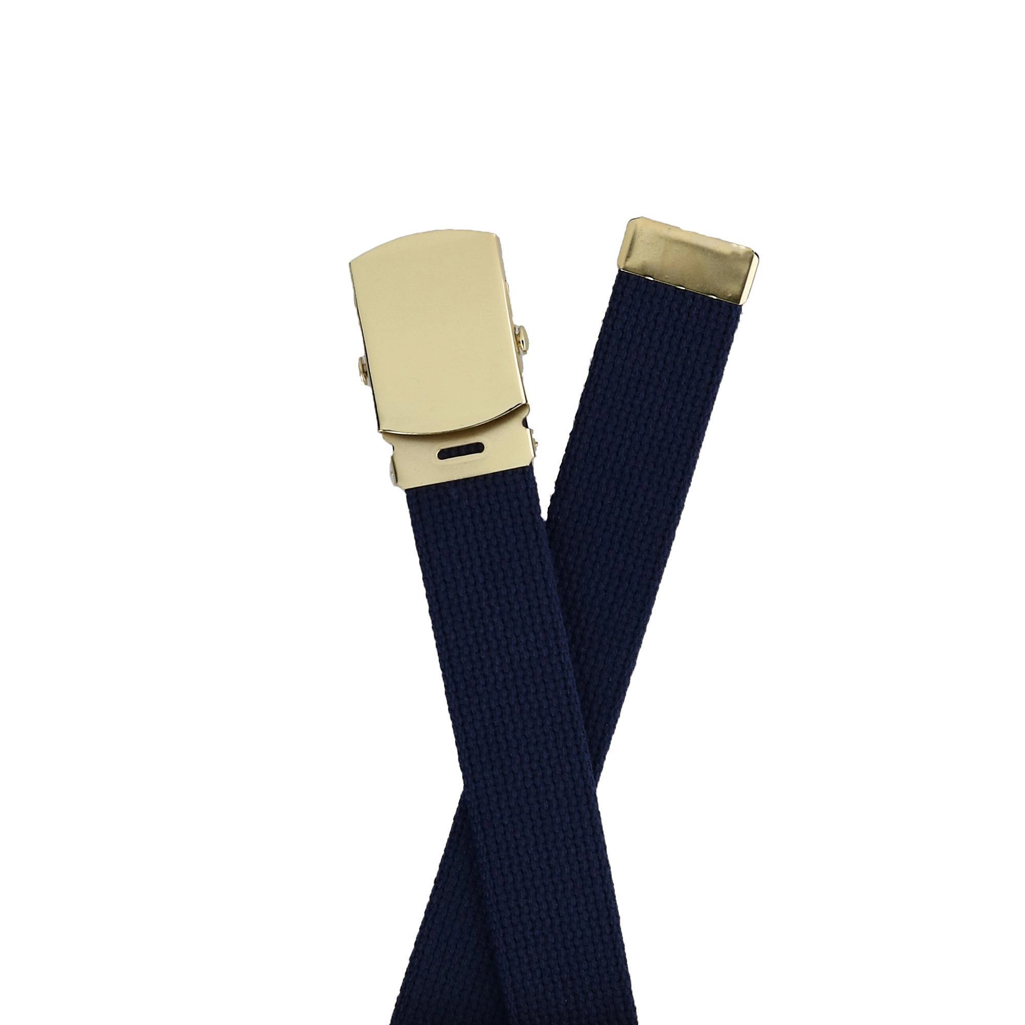 CTM Kid's Cotton Belt with Brass Military Buckle (Pack of 2 Colors)