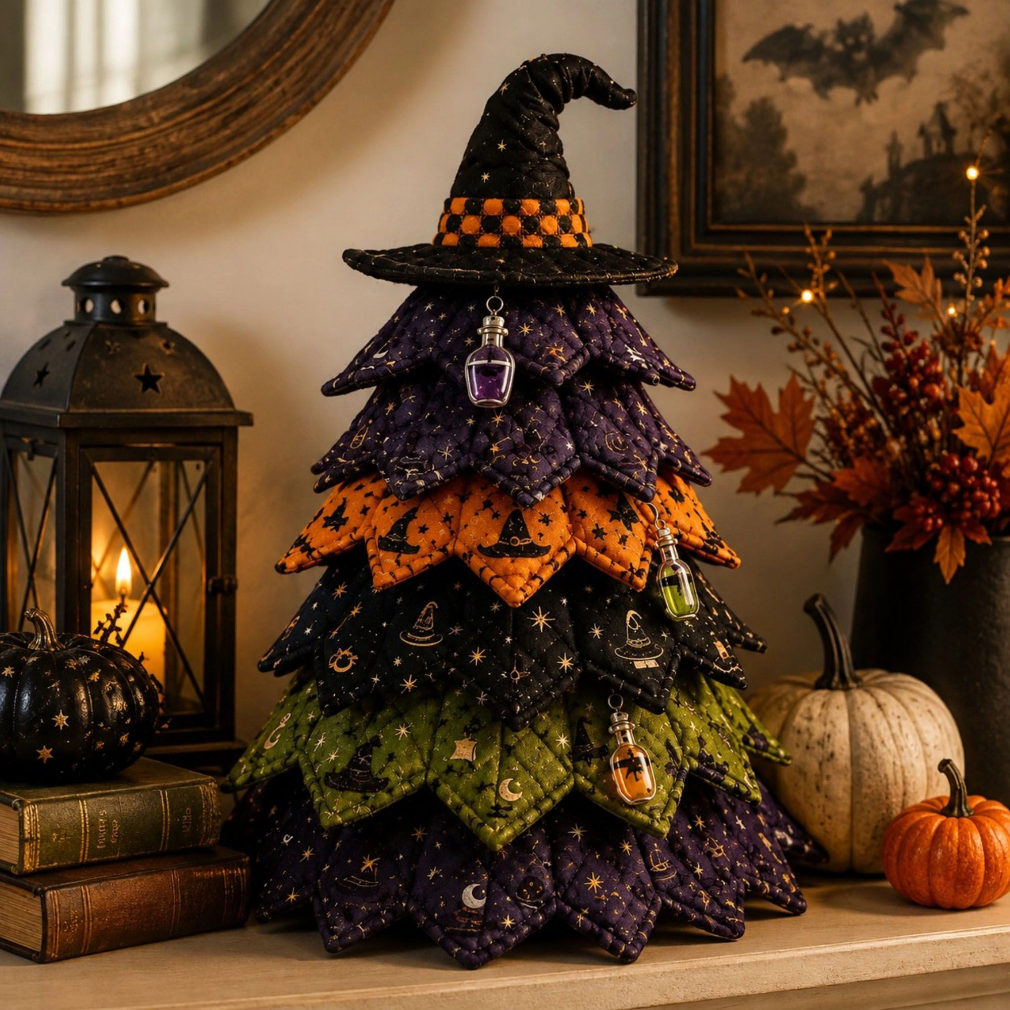 Alilang Halloween Witch Tree Handmade Fabric DIY Sewing Craft Kit