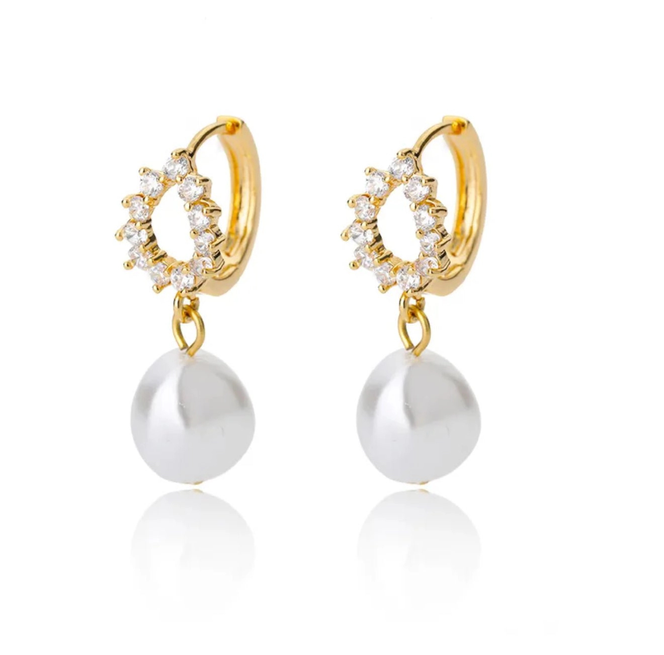 DressAtR Women's Zircon 18K Gold Plated Drop Earrings