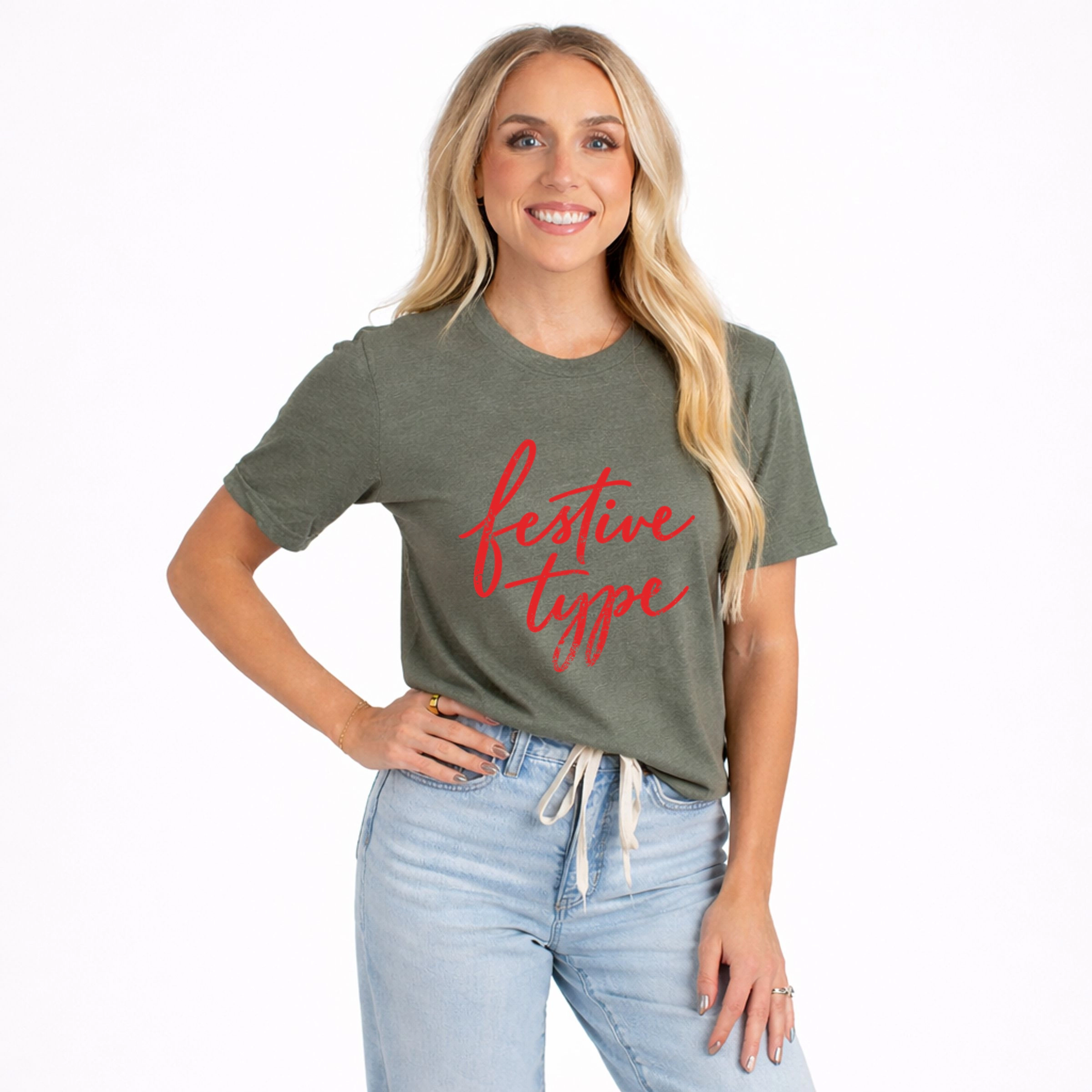 Simply Sage Market - Women's Short Sleeve Graphic T-Shirt Festive Type Cursive