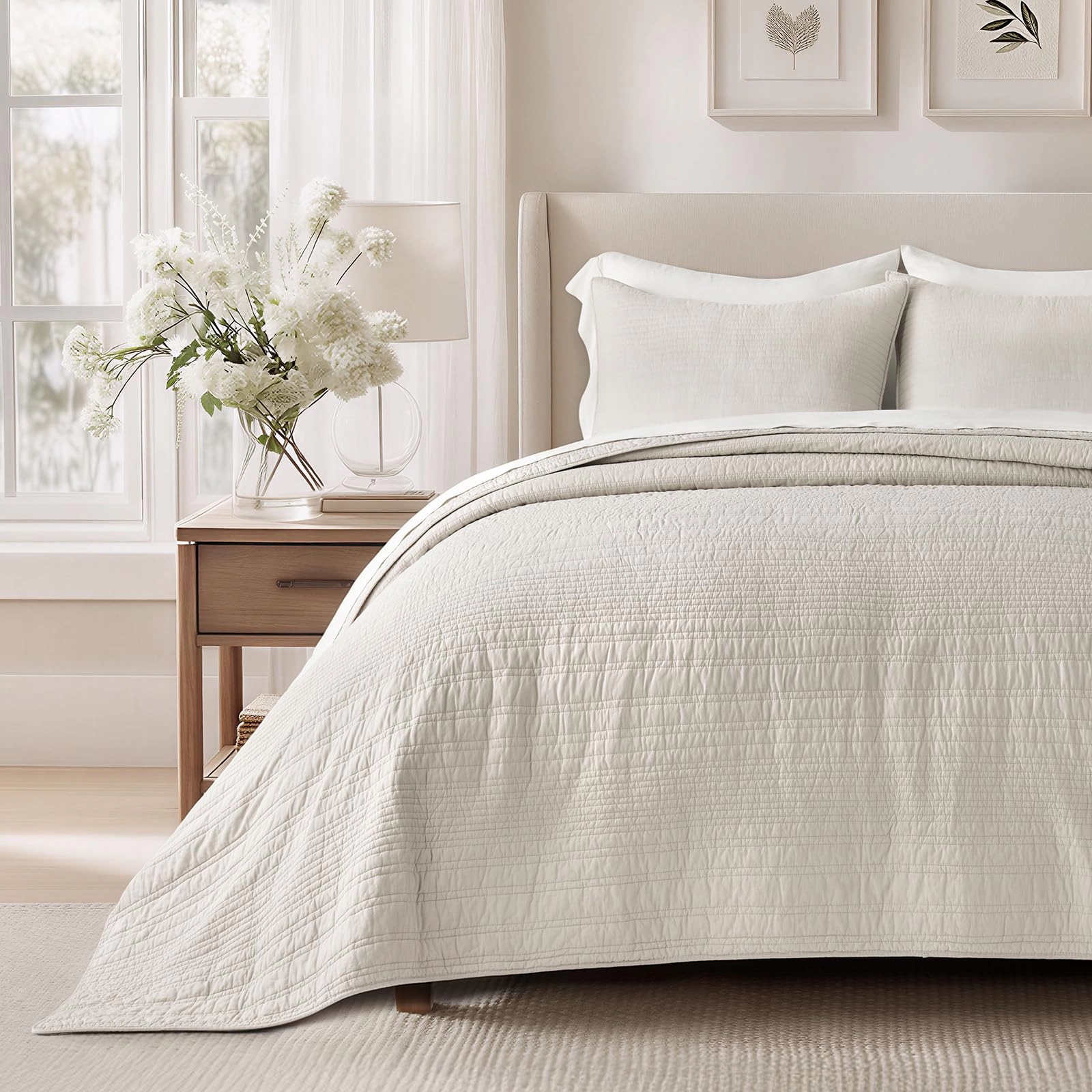 PUPWE Quilt Set Oversized Cal King  Olive Green