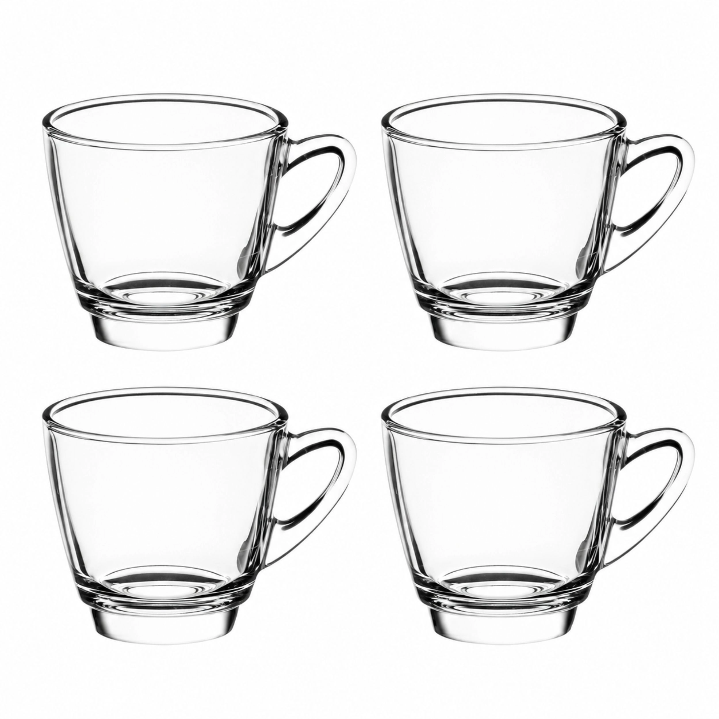 Home Collection Set of 4 Glass Coffee Mugs with Handles 8.5 oz