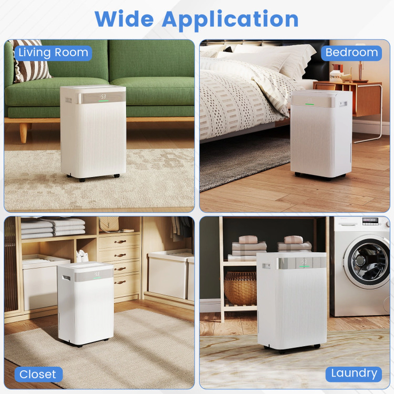 SUGIFT White 4500-Sq-Ft 54-Pint Dehumidifier with 3 Modes and 1.1-Gallon Tank 12-in W 9-in D 19.5-in H