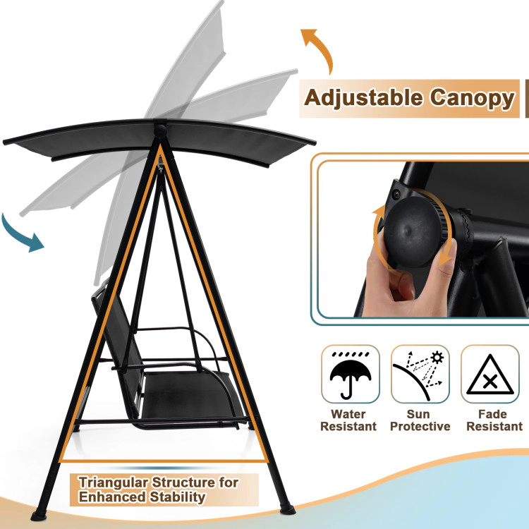Hivvago 2-Seat Outdoor Canopy Swing With Comfortable Fabric Seat And Heavy-Duty Metal Frame