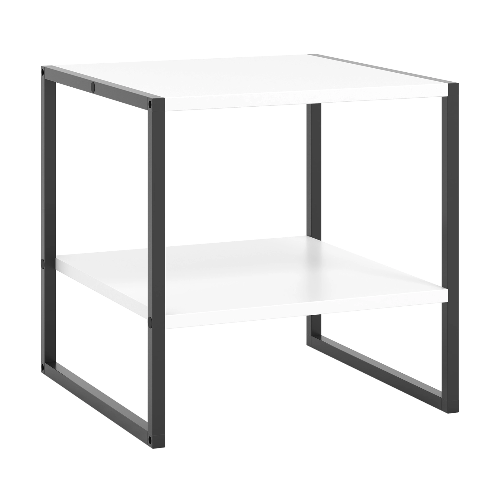 SUGIFT 2-Tier Square End Table Reversible Storage Shelf 55-lb Tabletop Capacity 16.5-lb Shelf Capacity White + Black
