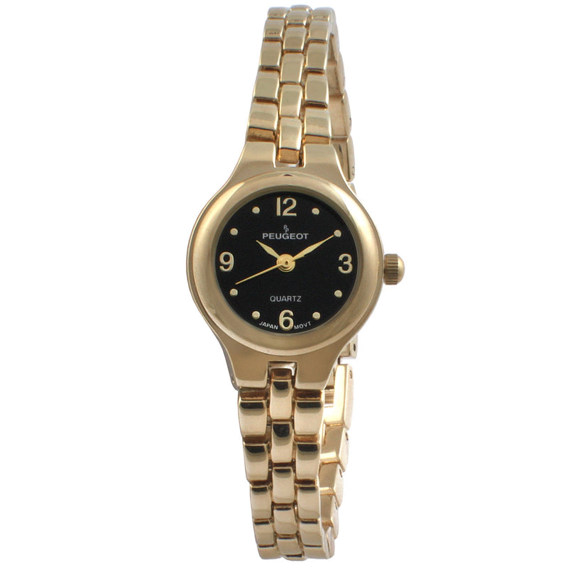 Peugeot Women's Small Face Gold-Tone Link Watch with Gold-Tone Metal Bracelet