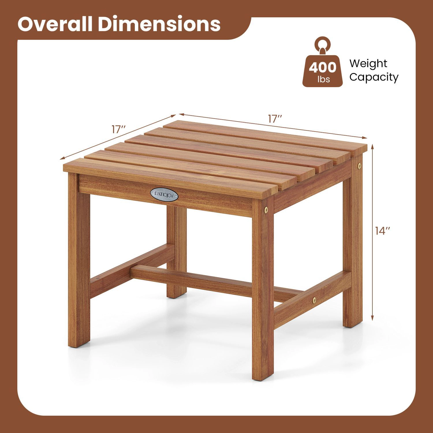 SlickBlue Outdoor Acacia Wood Patio Side Table