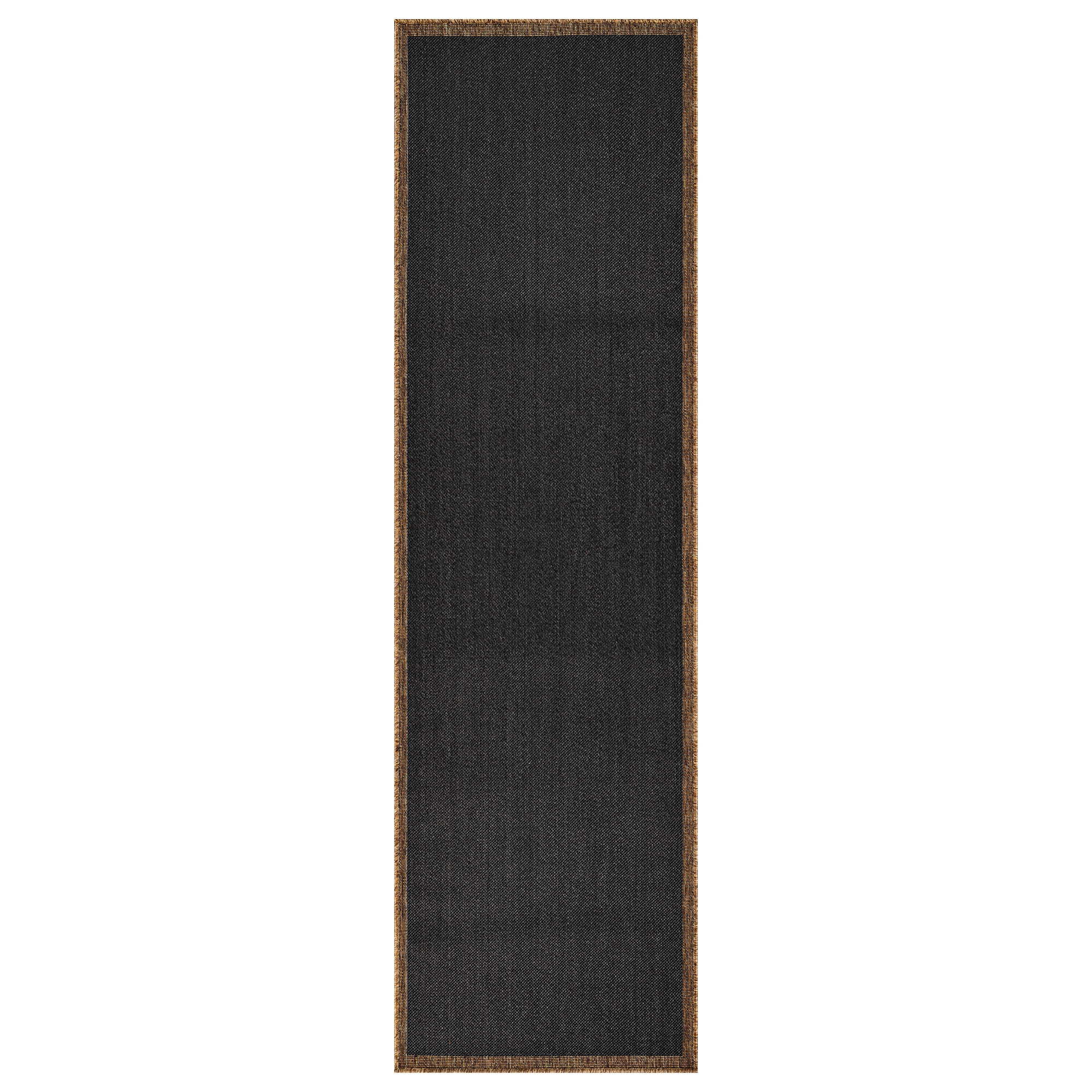 World Rug Gallery Border Indoor/Outdoor Flat Woven - Natural Jute-Style, Easy-Care Patio for Backyard Porch Deck