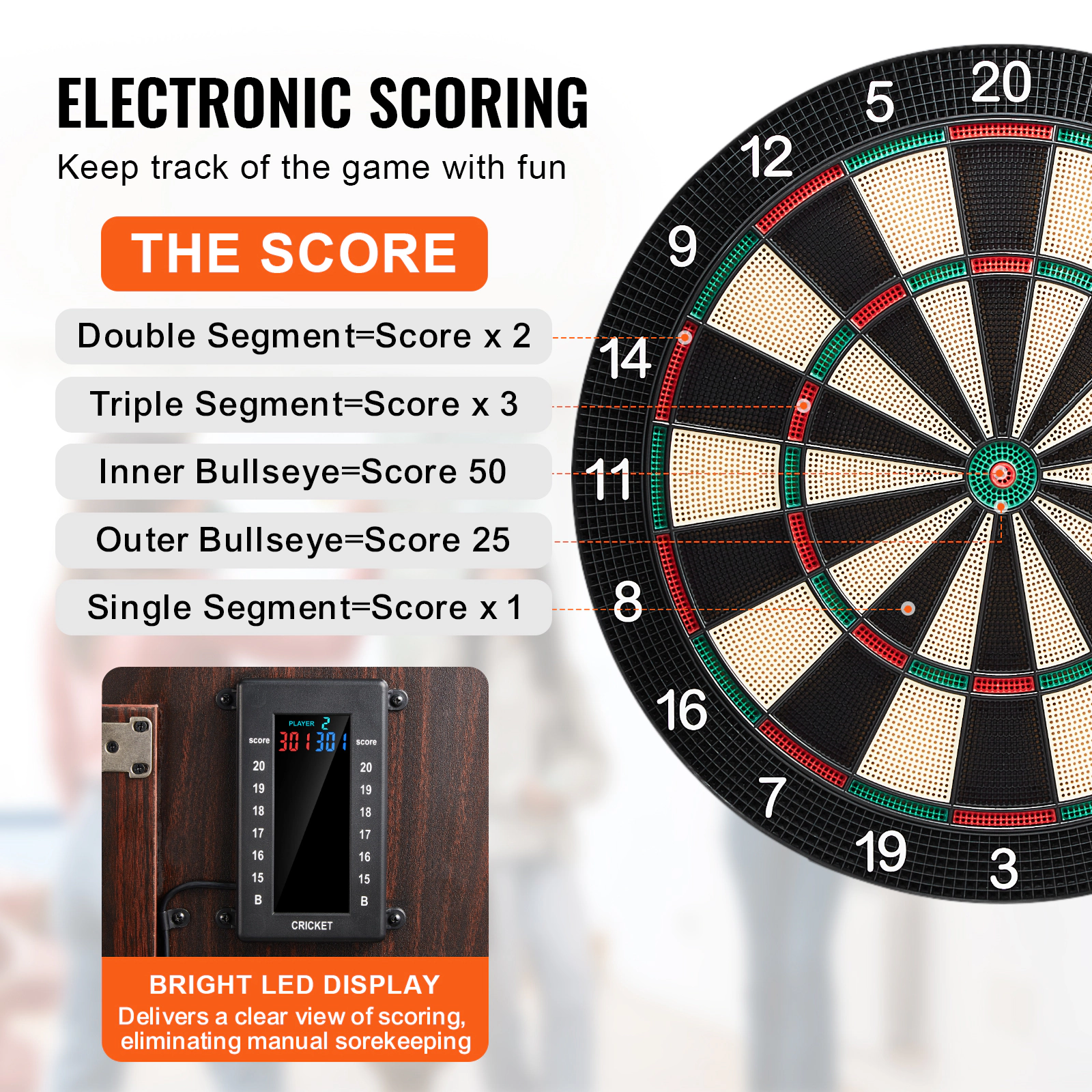 HONGGE Dartboard and Cabinet Set Ready-to-Play Bundle with Hideaway Cabinet, Easy Assembly