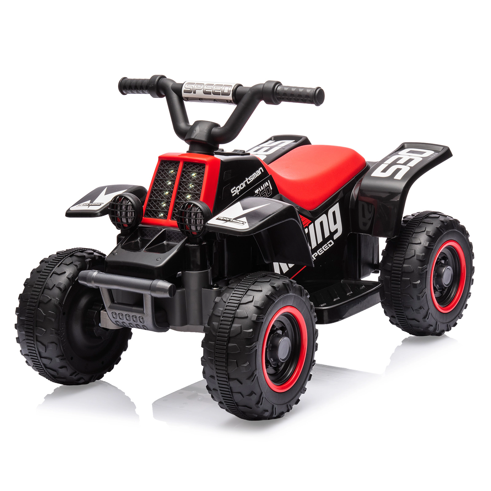 Enjyam 6V Kids Ride On ATV Quad Car, Electric 4-Wheeler w/1.76MPH Speed, Music, LED Lights, Push-Button Start
