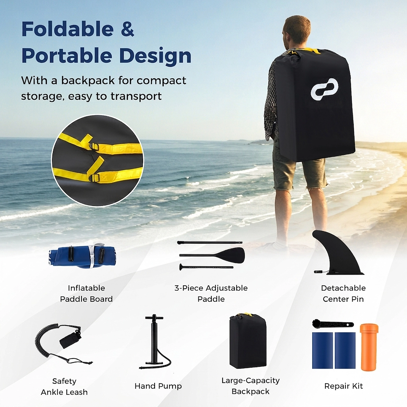 SUGIFT Adult Red 10-ft Inflatable Paddle Board with Removable Fin and Backpack 30-in W 300-lb Rider Capacity