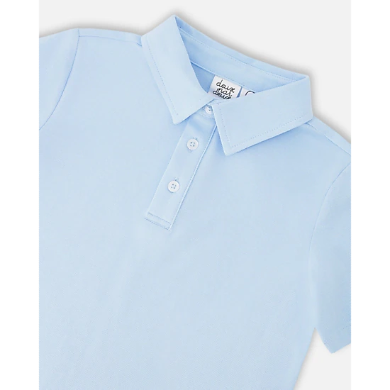 Deux par Deux Boys Classic Button Placket Short Sleeve Polo T-Shirt