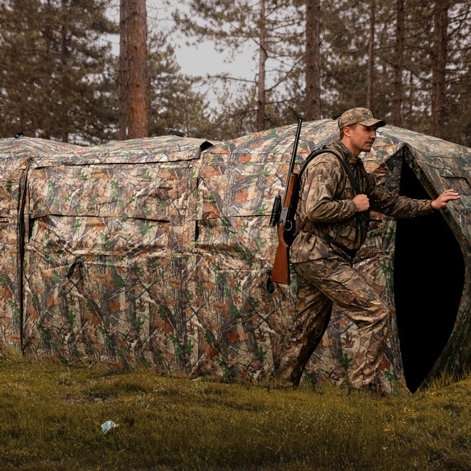 SUGIFT Modular One-Way See-Through Hunting Ground Blinds 2-6 Person Side-by-Side Camouflage