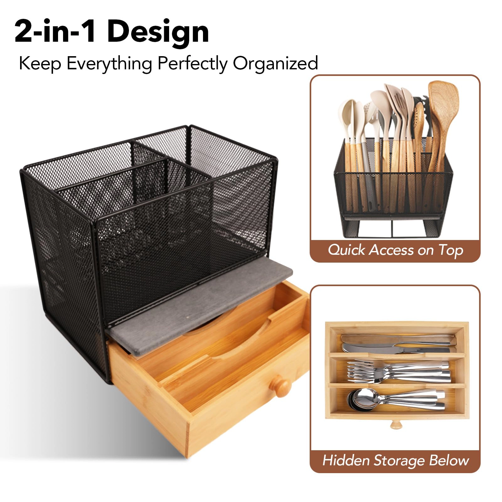 WZK Extra Large With Drying Drawer Kitchen Utensil Holder