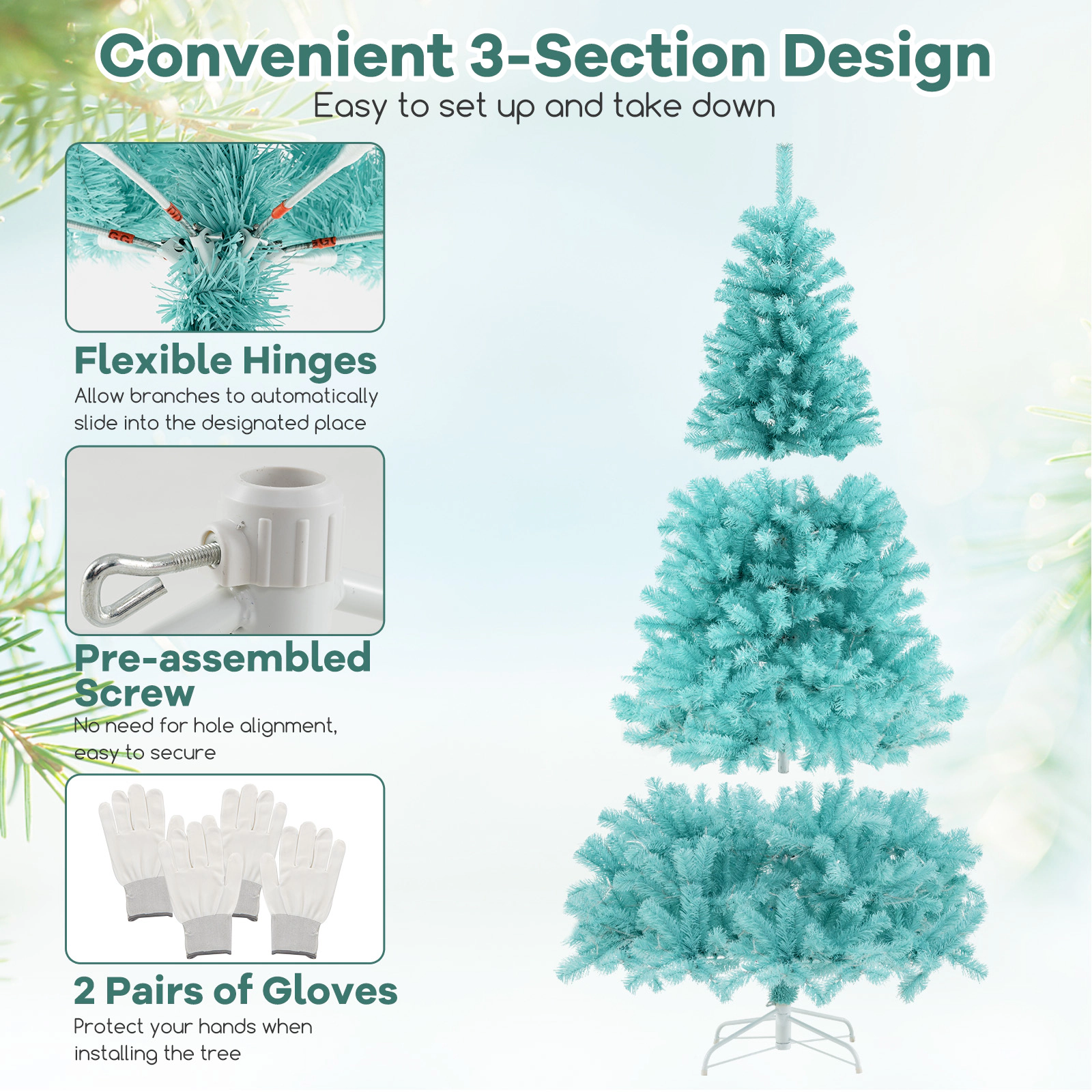 SlickBlue Pre-Lit Blue Christmas Tree with Warm White LED Lights