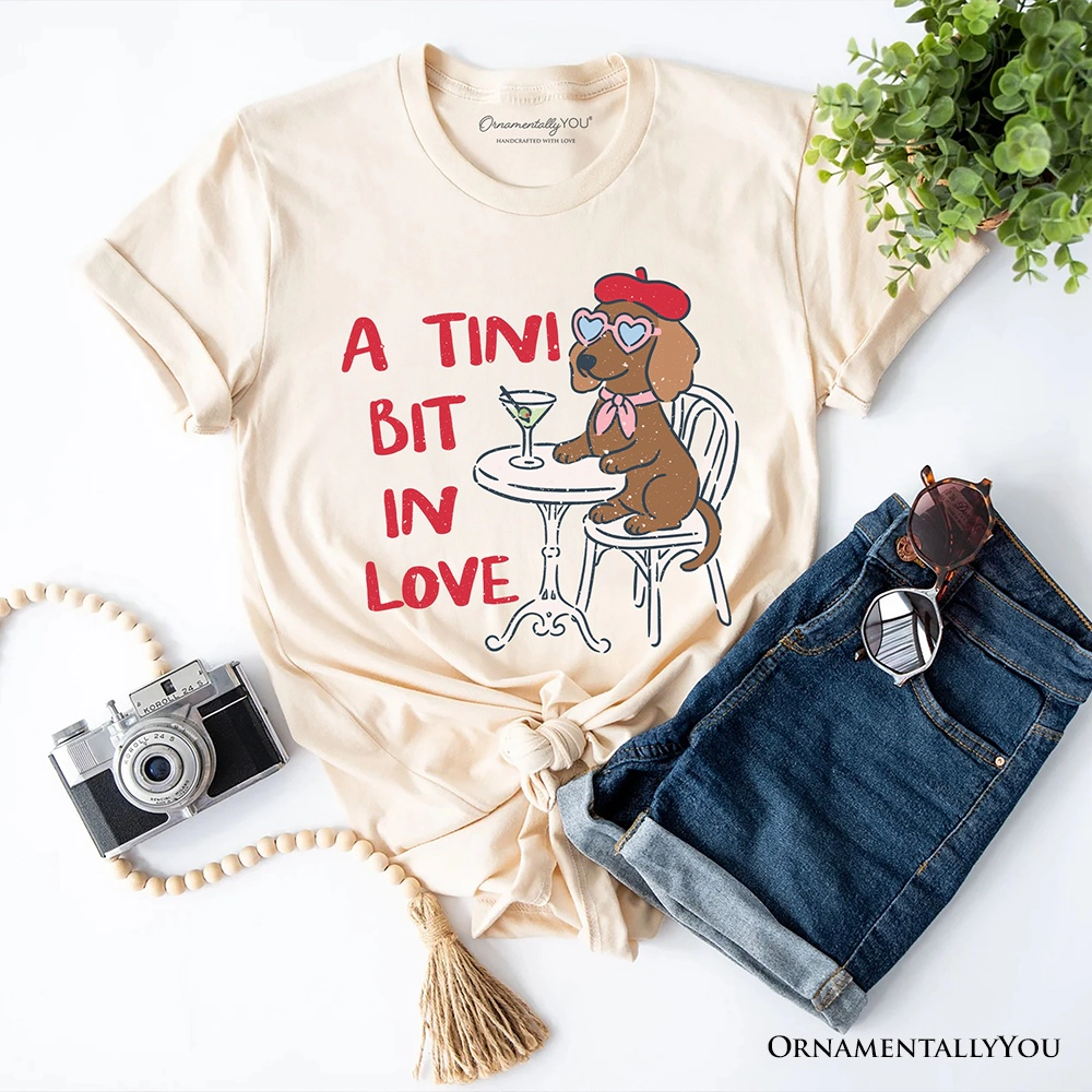 OrnamentallyYou Womens A Tini Bit Love Dachshund Valentine T-Shirt