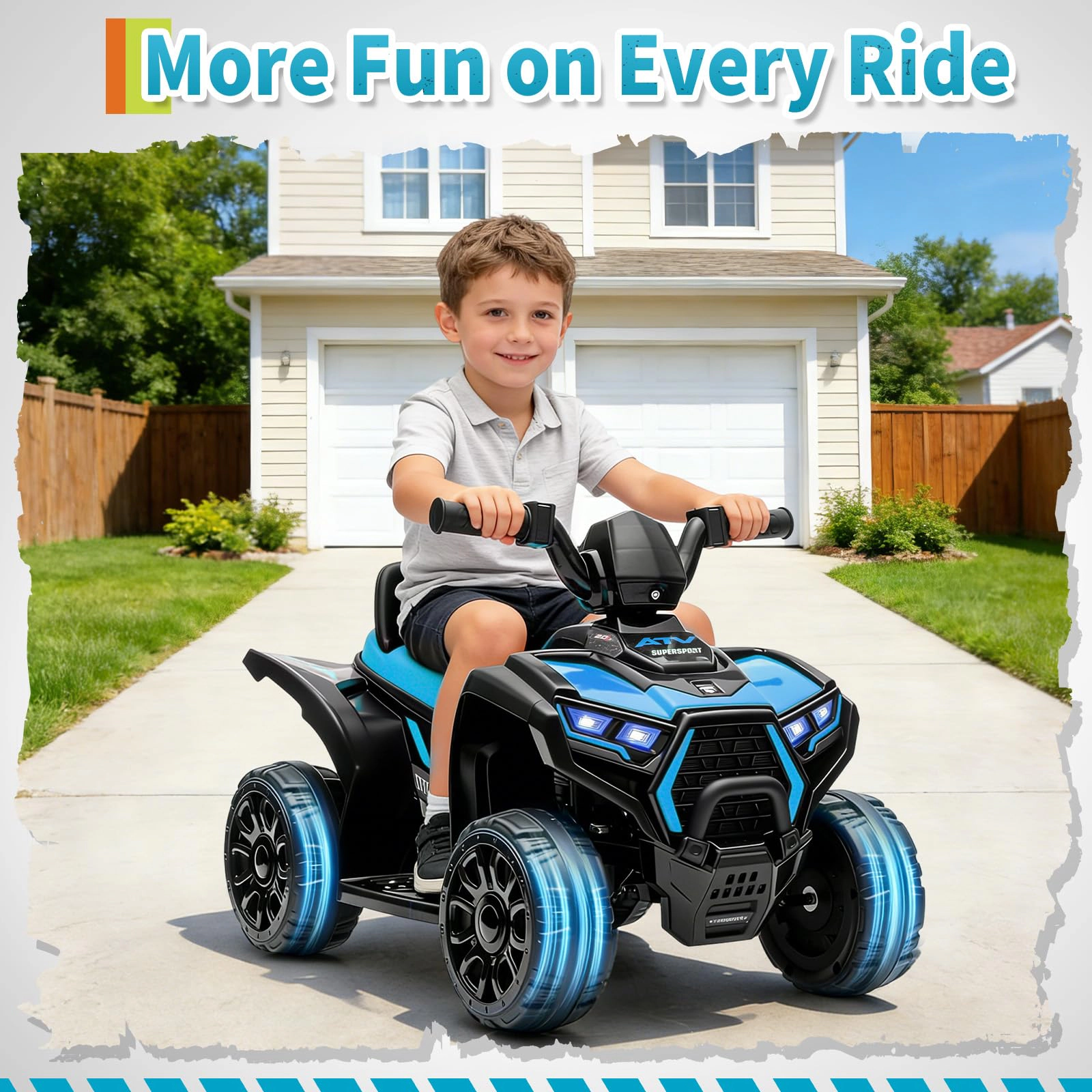 6V Kids Ride On ATV Quad with LED Lights & Music, 4-Wheeler Electric Toy for Toddlers Ages 3-6