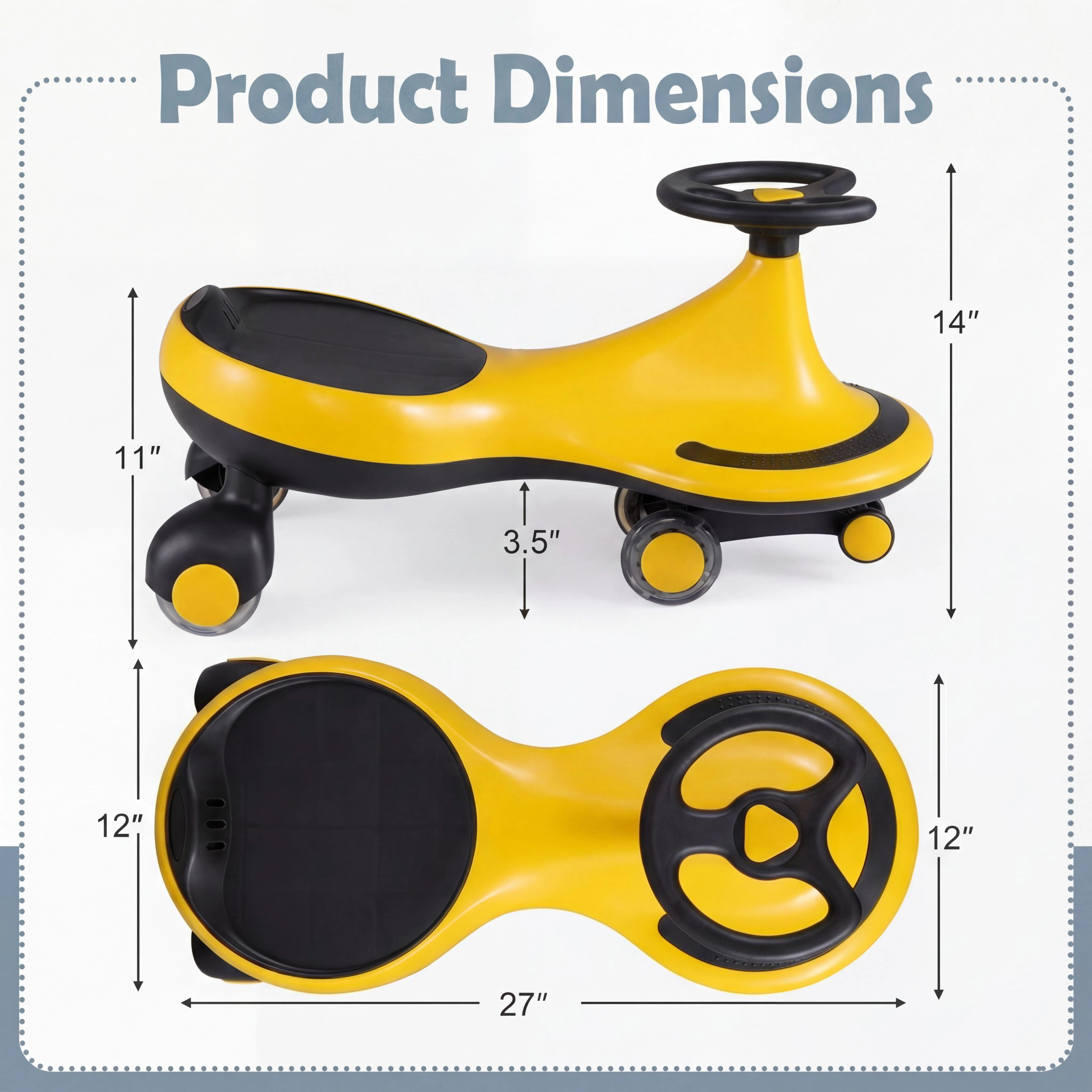 Costway Wiggle Car Ride On Toy, Swing Car with Silent LED Flashing Wheels for Toddlers Boys & Girls