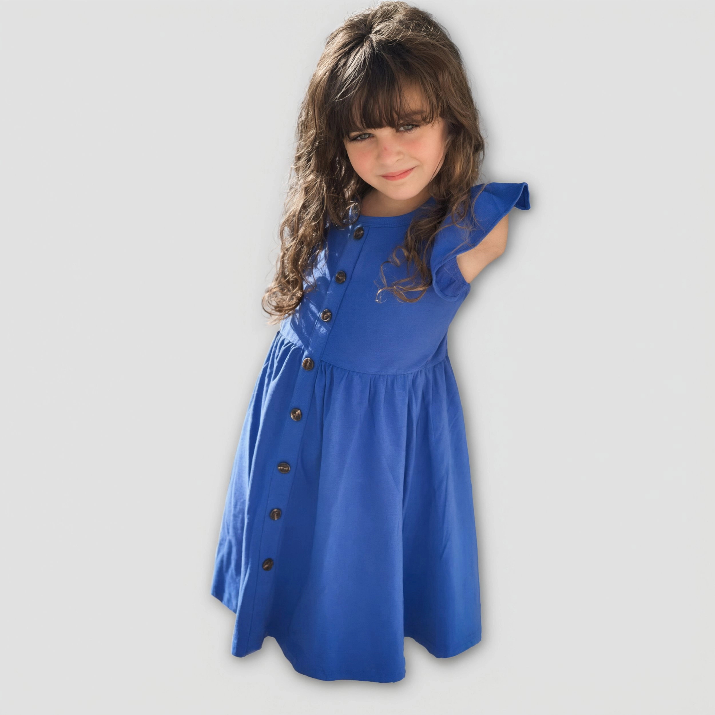 Arshiner Girls Dress Flutter Sleeve Aline Button Down Sundress Summer Dresses For Kids
