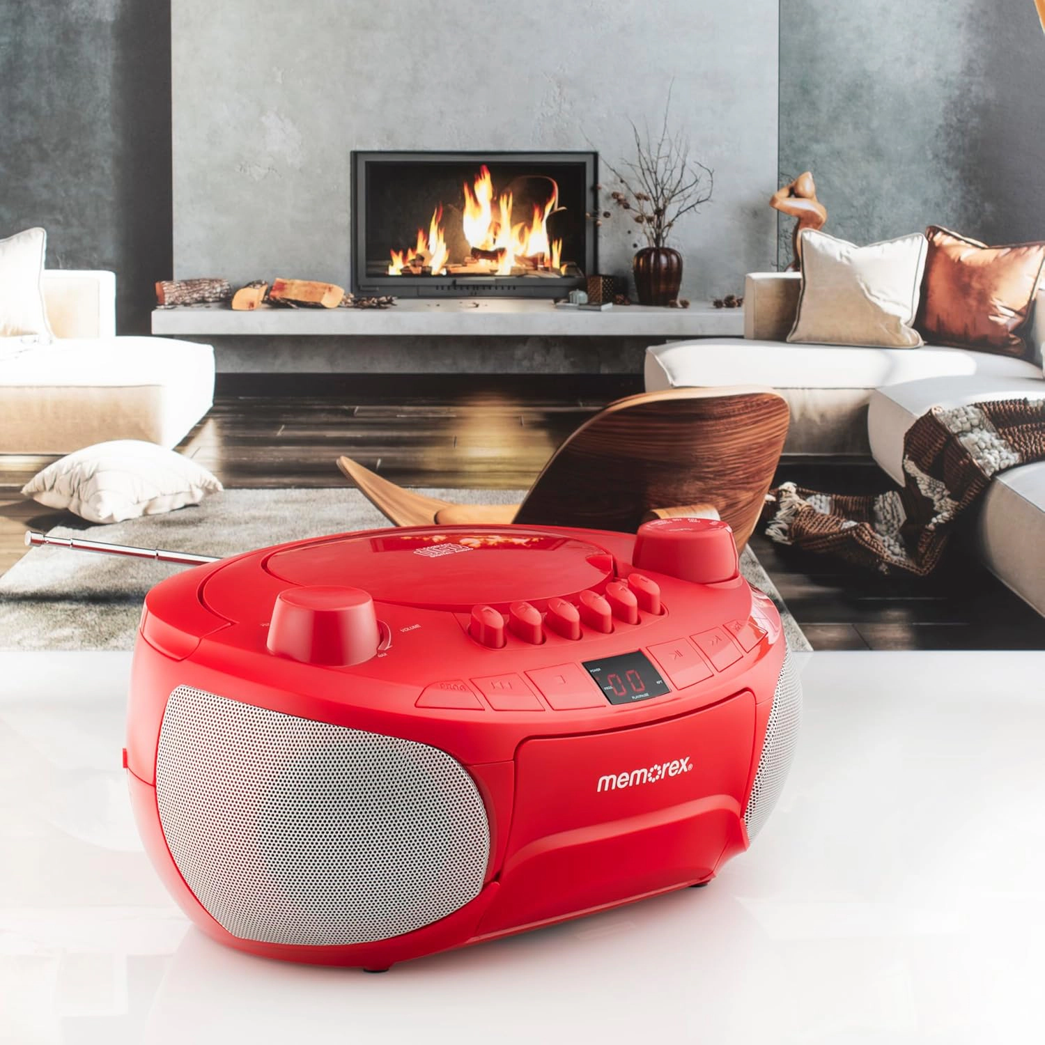Memorex BCCD50 Portable CD Cassette AM/FM Player, Red