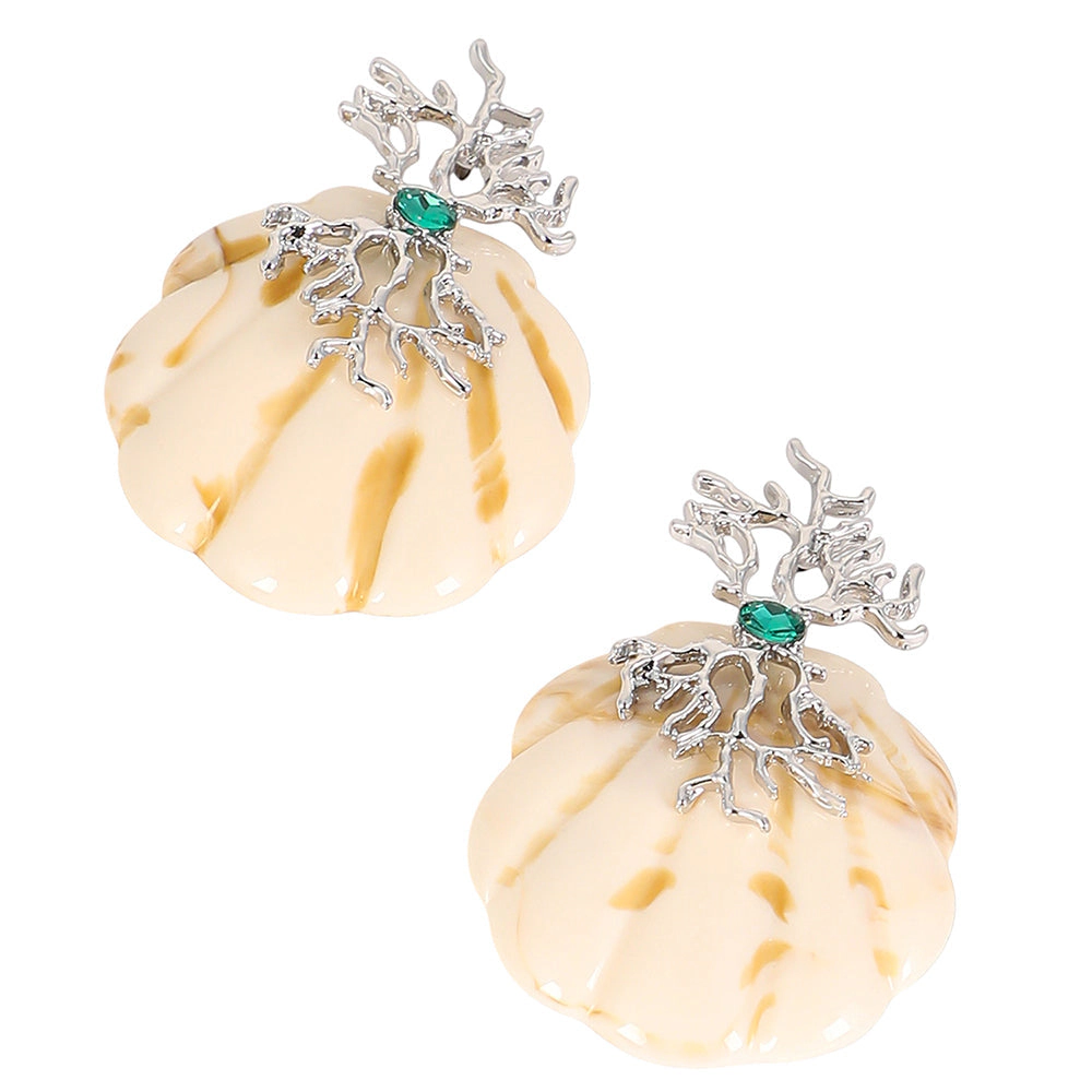 SOHI Women's The Veined-Conchiglia Drop Earrings - Metallic Silver