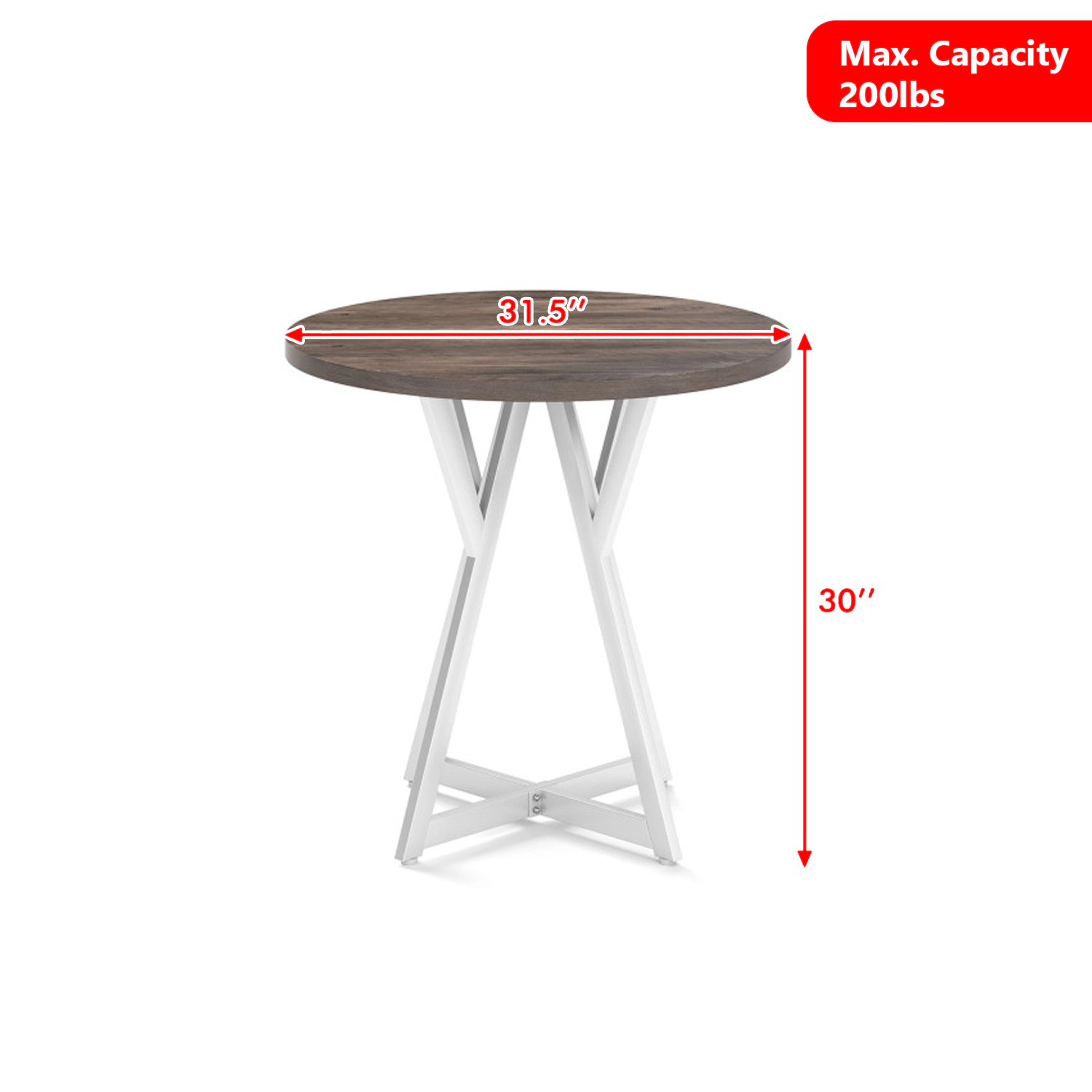 Hivvago 36 Inch Round Dining Table With Metal Pedestal Base