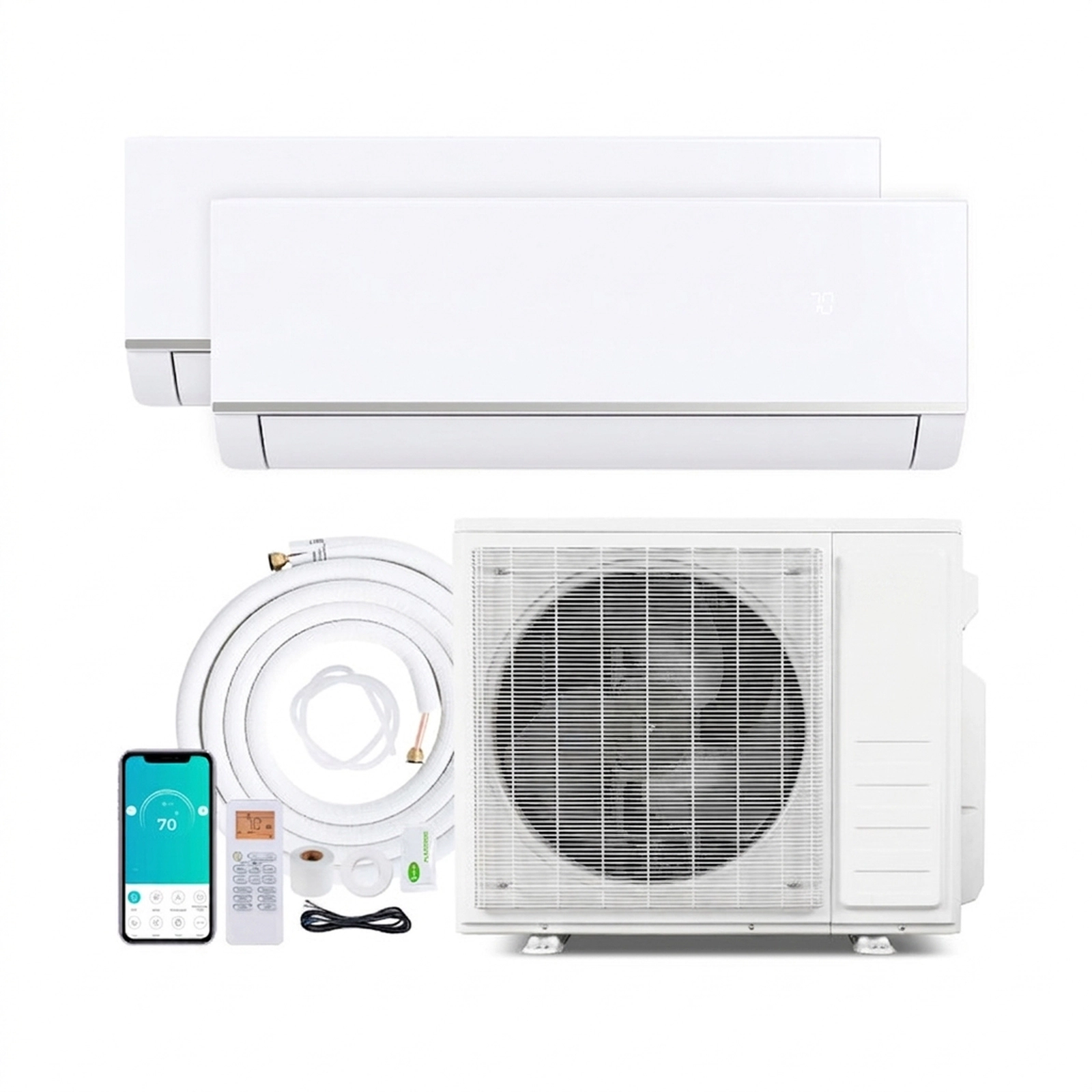 SUGIFT 20000-BTU 2-Zone 23-SEER2 208-230V Ductless Mini Split Air Conditioner with Heat Pump 9K + 9K
