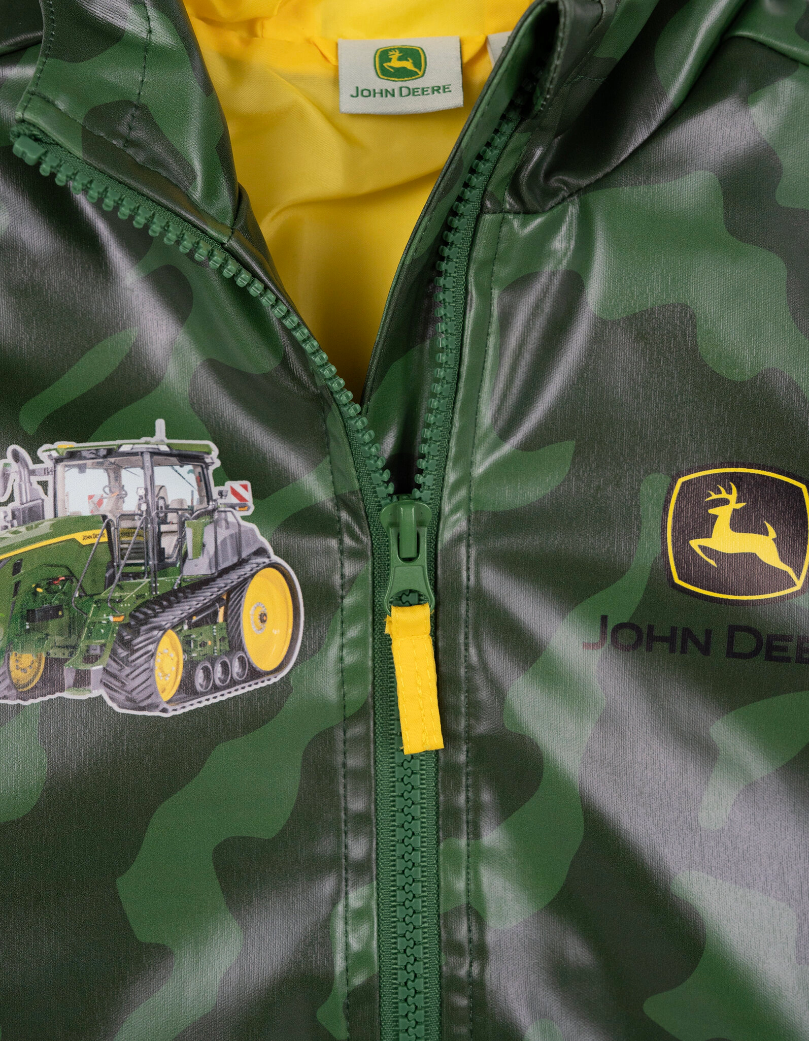 John Deere Boys' Hooded Zip-Up Rain Jacket