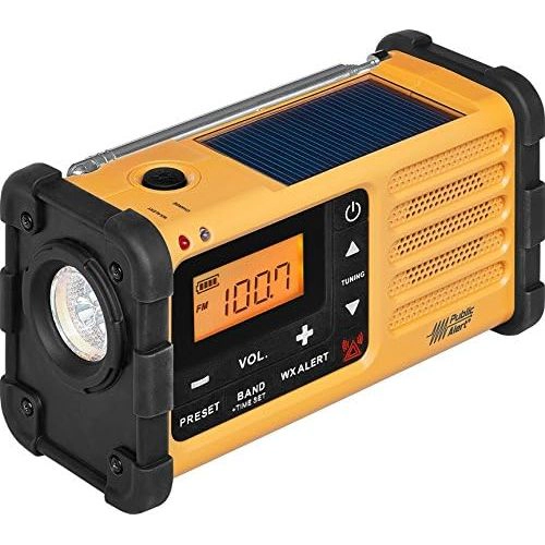 SANGEAN MMR-88 Emergency Radio - AM/FM NOAA, Solar, Hand Crank, USB, Flashlight, Yellow