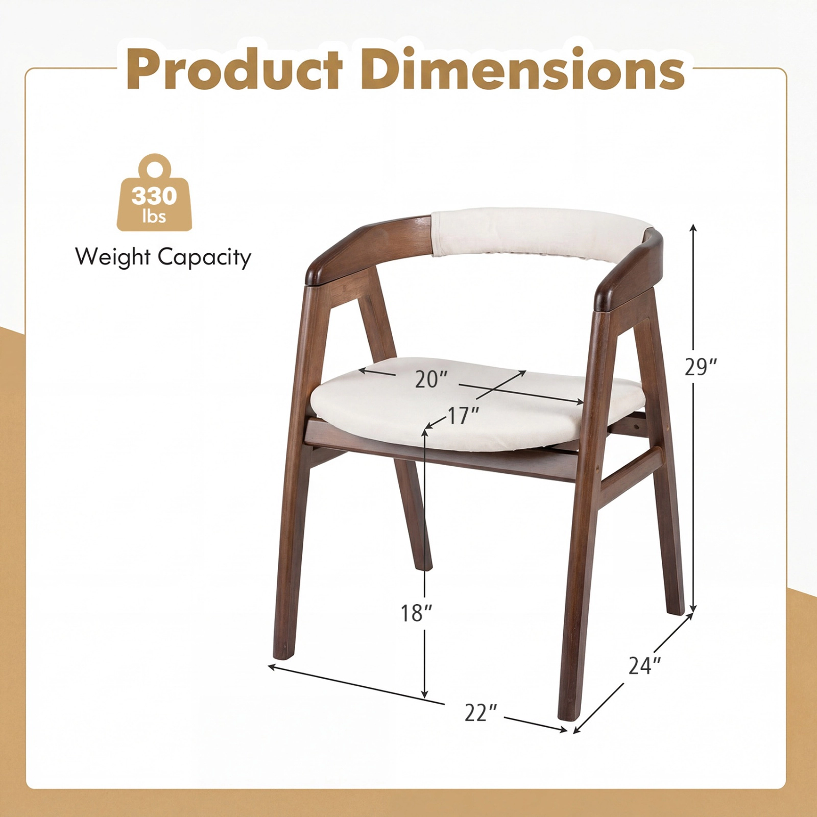 SUGIFT Natural Bamboo Upholstered Dining Chair with Curved Back 286-lb Capacity 22.5-in Wide Seat Burlywood