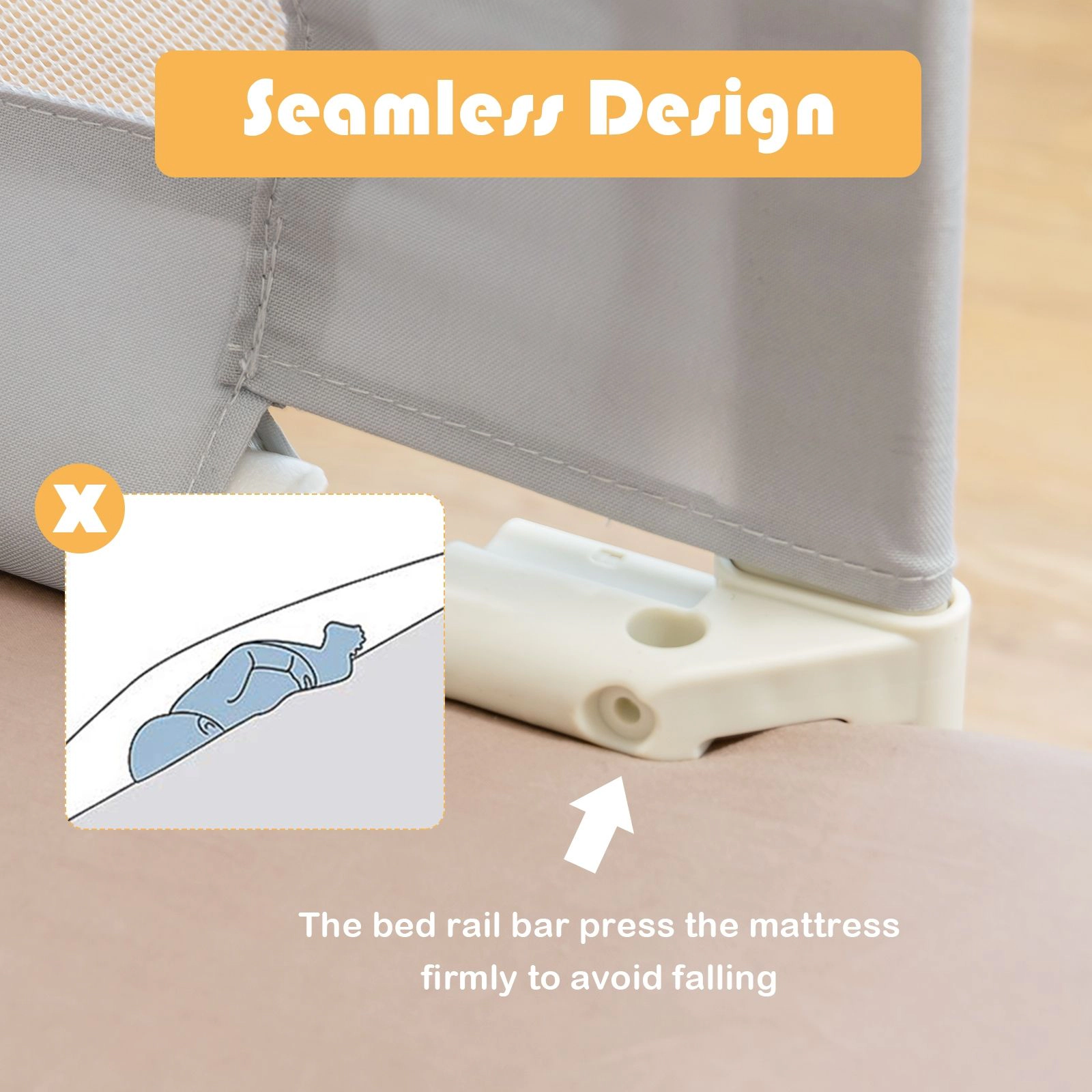 SlickBlue Height Adjustable Kids Bed Rail With Safety Locks